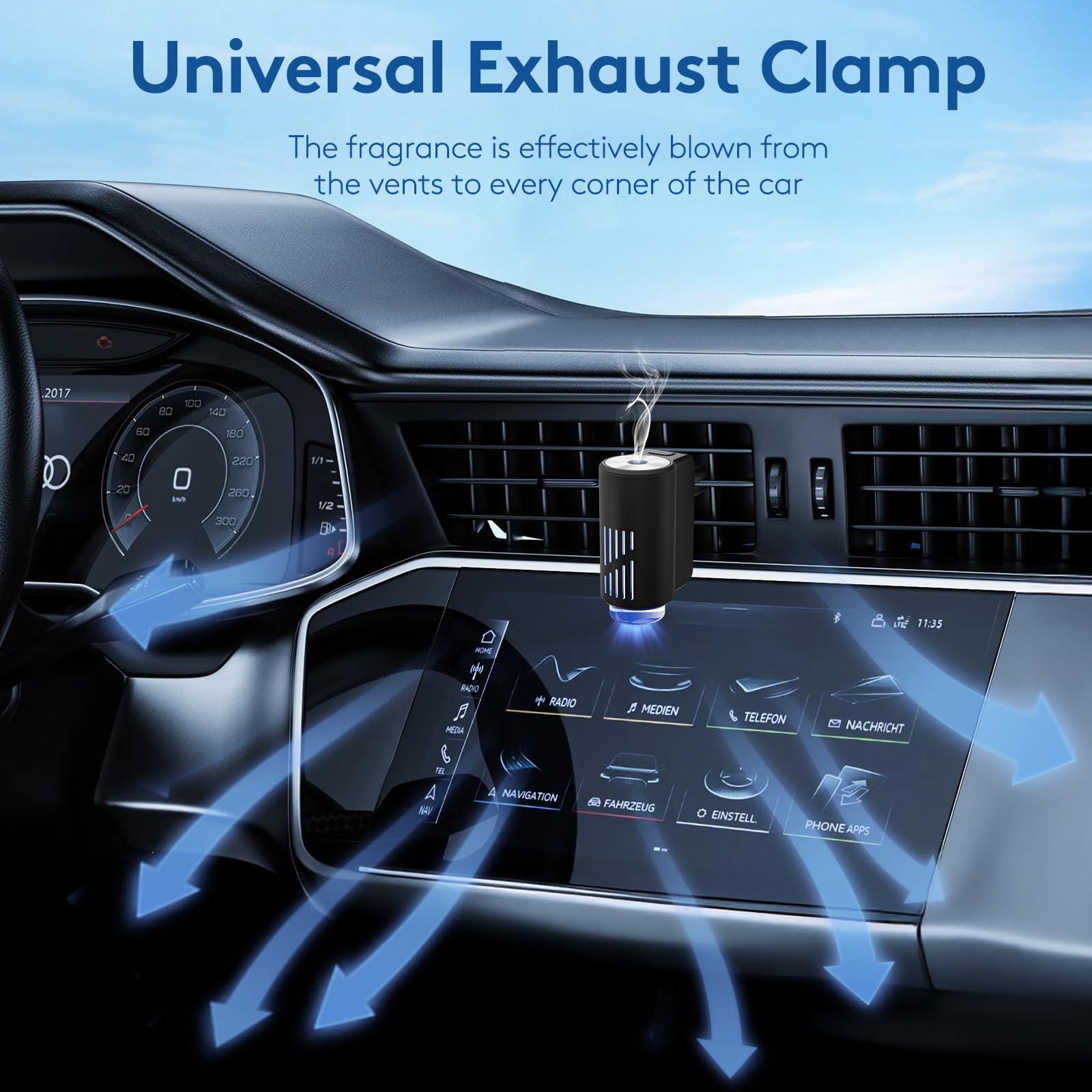 Car Air Freshener Diffuser, Smart Car Air Freshener with 3 Adjustable Light Modes, Rechargeable Aromatizante Para Carro with 6pcs Essential Oil, Auto On/Off, Long-Lasting, Black - Image 3