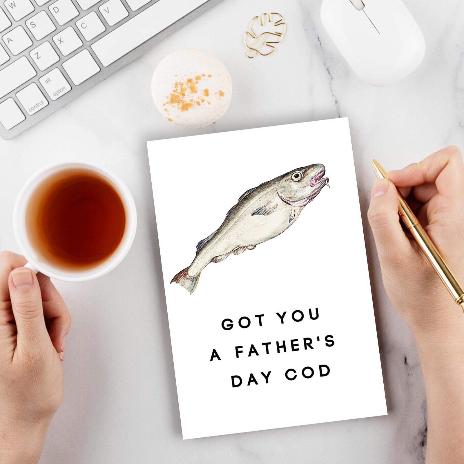 MQMRYeto Fishing Father's Day Card For Dad, Got You A Father's Day Cod, Funny Father's Day Card, Father's Day Card Pun, Fathers Day Idea Gift For Men Him - Image 2