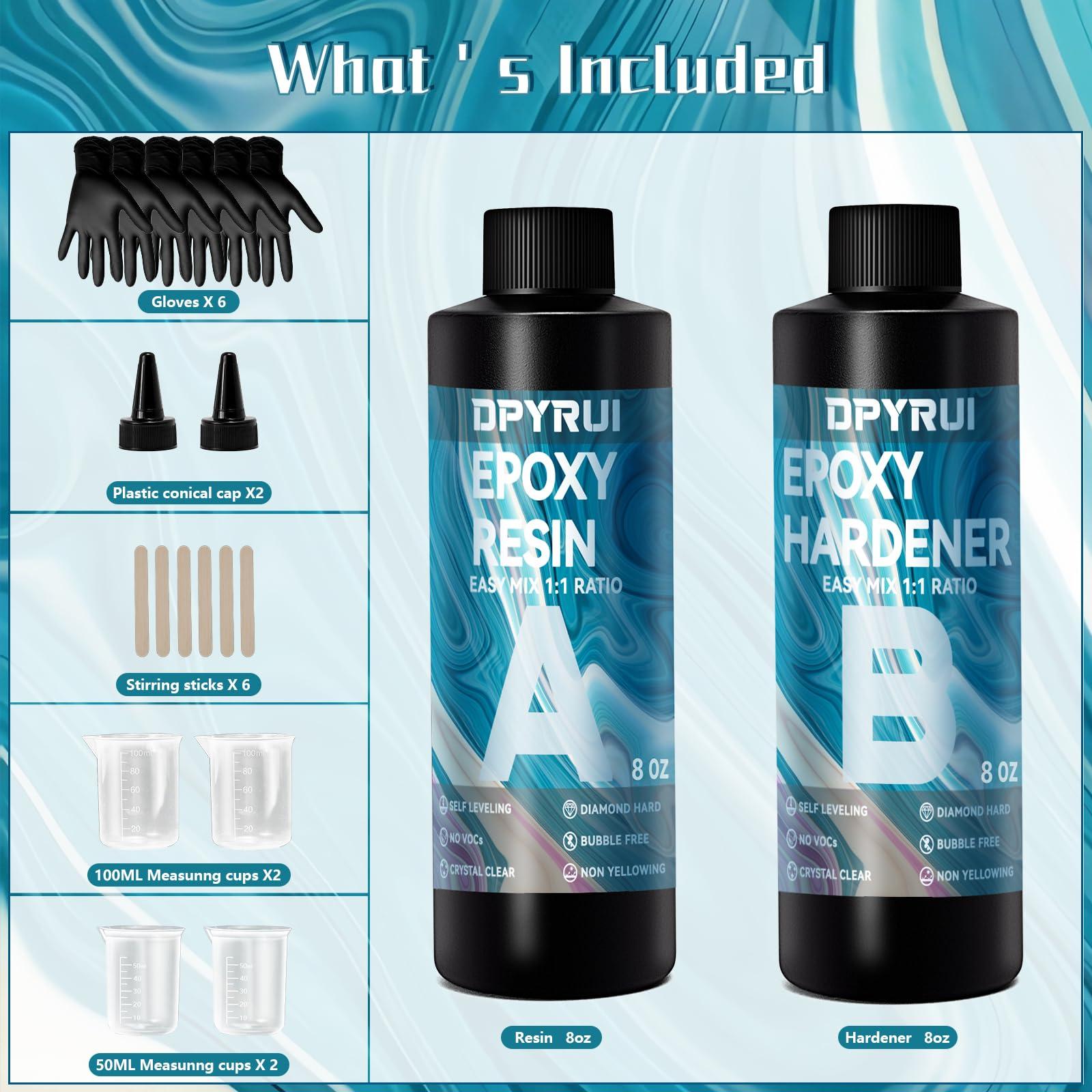 16OZ Epoxy Resin Kit-Crystal Clear and Hardener Epoxy Resin kit,No Yellowing, No Bubbles for Jewelry Making Molds Crafts DIY 1:1 Ratio（8OZx2 - Image 2