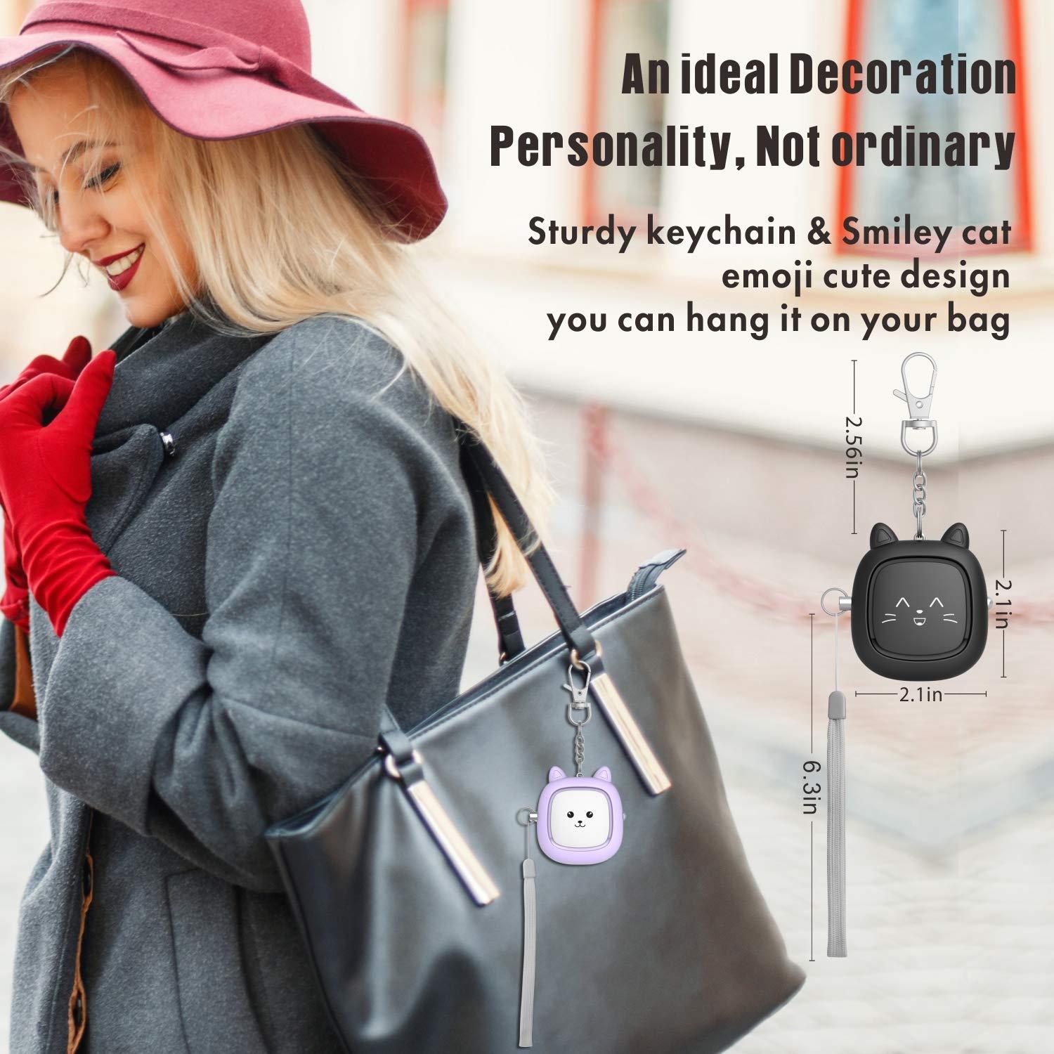 Safe Sound Personal Alarm,3 Pack 130 dB Loud Siren Song Emergency Security Alarm Keychain with LED Light, Personal Sound Safety Siren for Women, Men, Children, Elderly (Black/Purple/Green) - Image 5