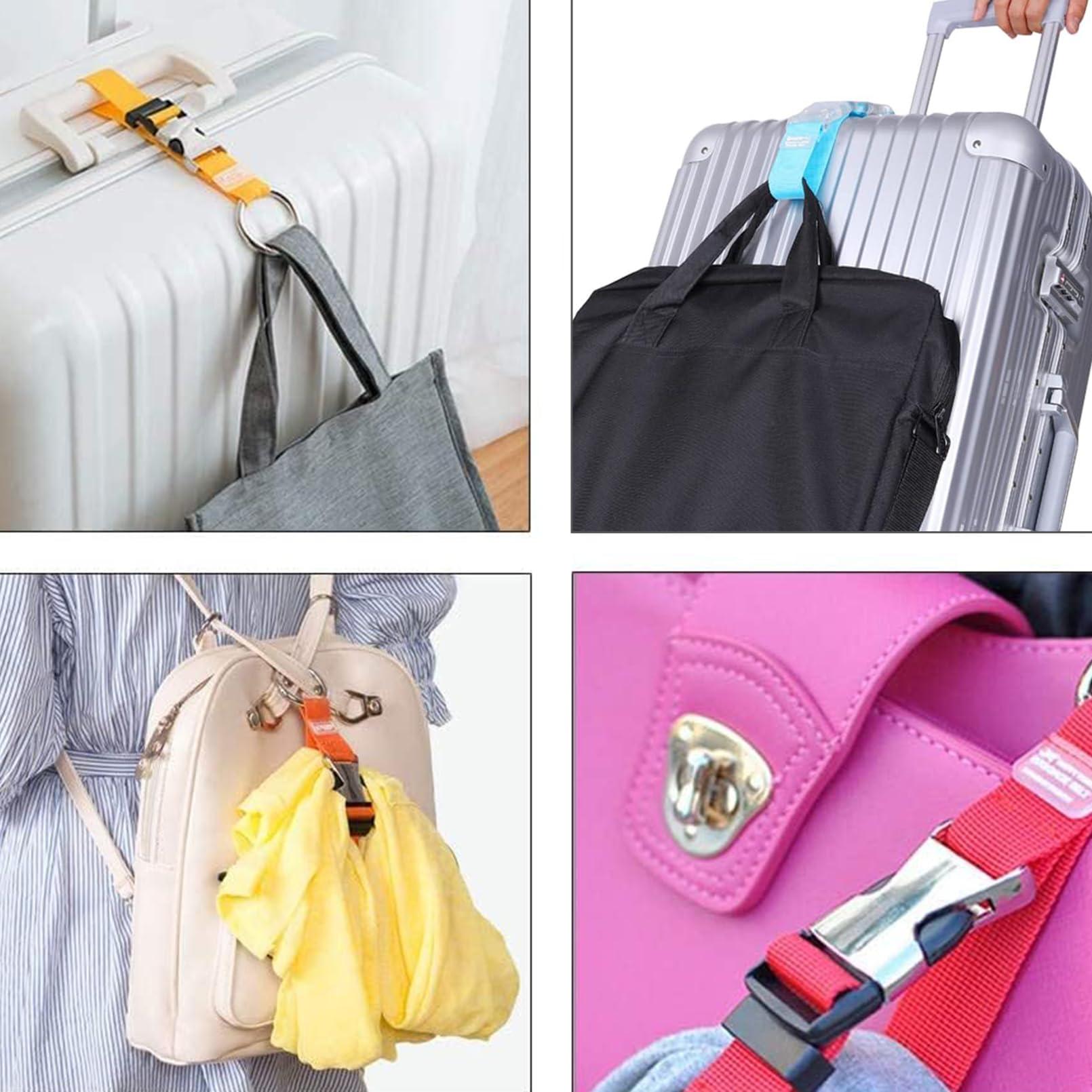 JAKAGO Heavy Duty Add a Bag Luggage Strap Adjustable Coat Holder Gripper Carry-on Baggage Suitcase Belt with Ring Hook Travel Attachment Handbag Clip(Gray) - Image 4