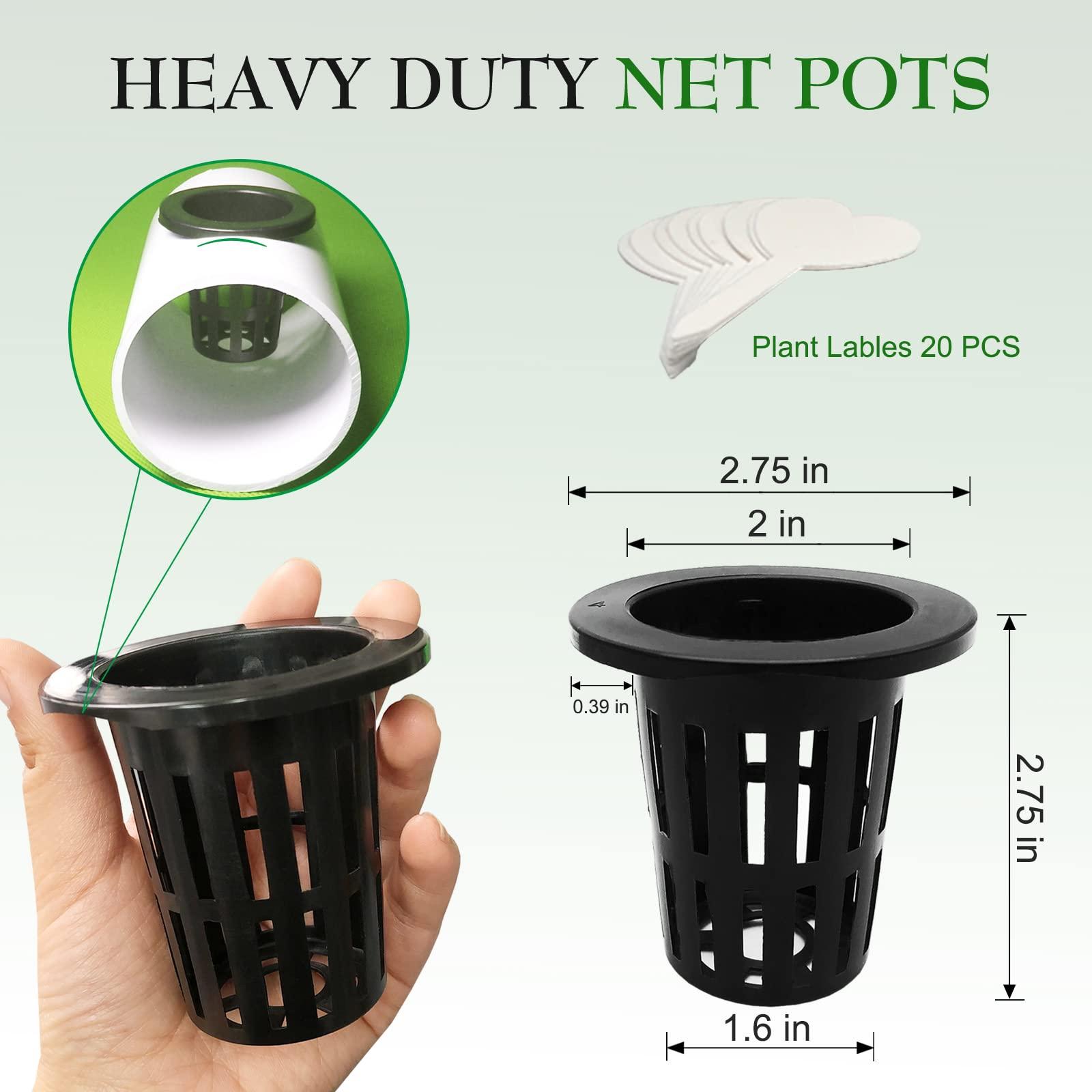 Tmtamye 100 Pack 2 inch Net Pots Hydroponics Supplies Cups, Round Wide Lip Design Orchids Aquaponics Garden Slotted Mesh Heavy Duty Net Pot with 20Pcs Plant Labels - Image 3