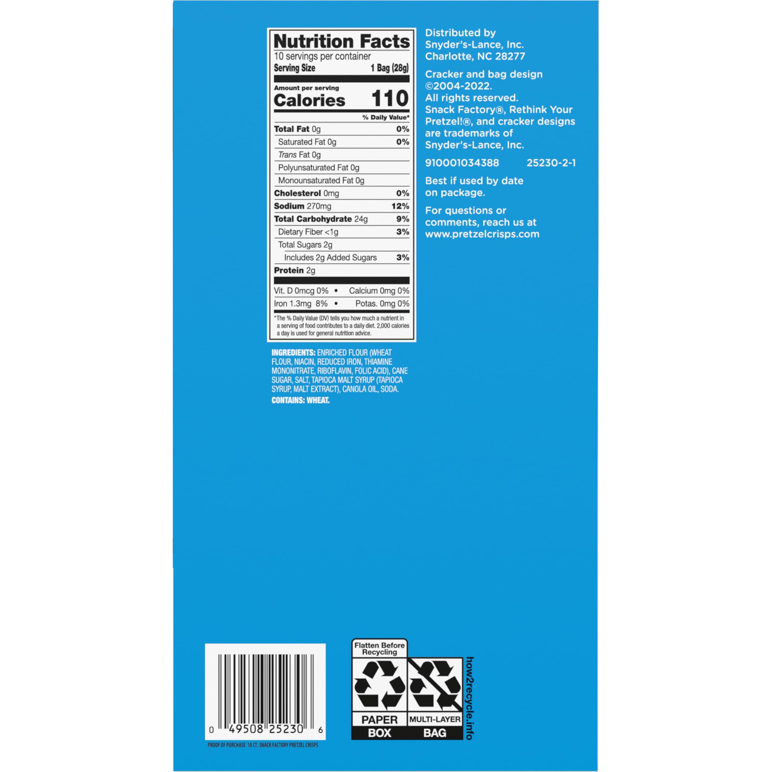 Snack Factory Pretzel Crisps, Original, 1 Oz Snack Bags, 10 Ct - Image 5