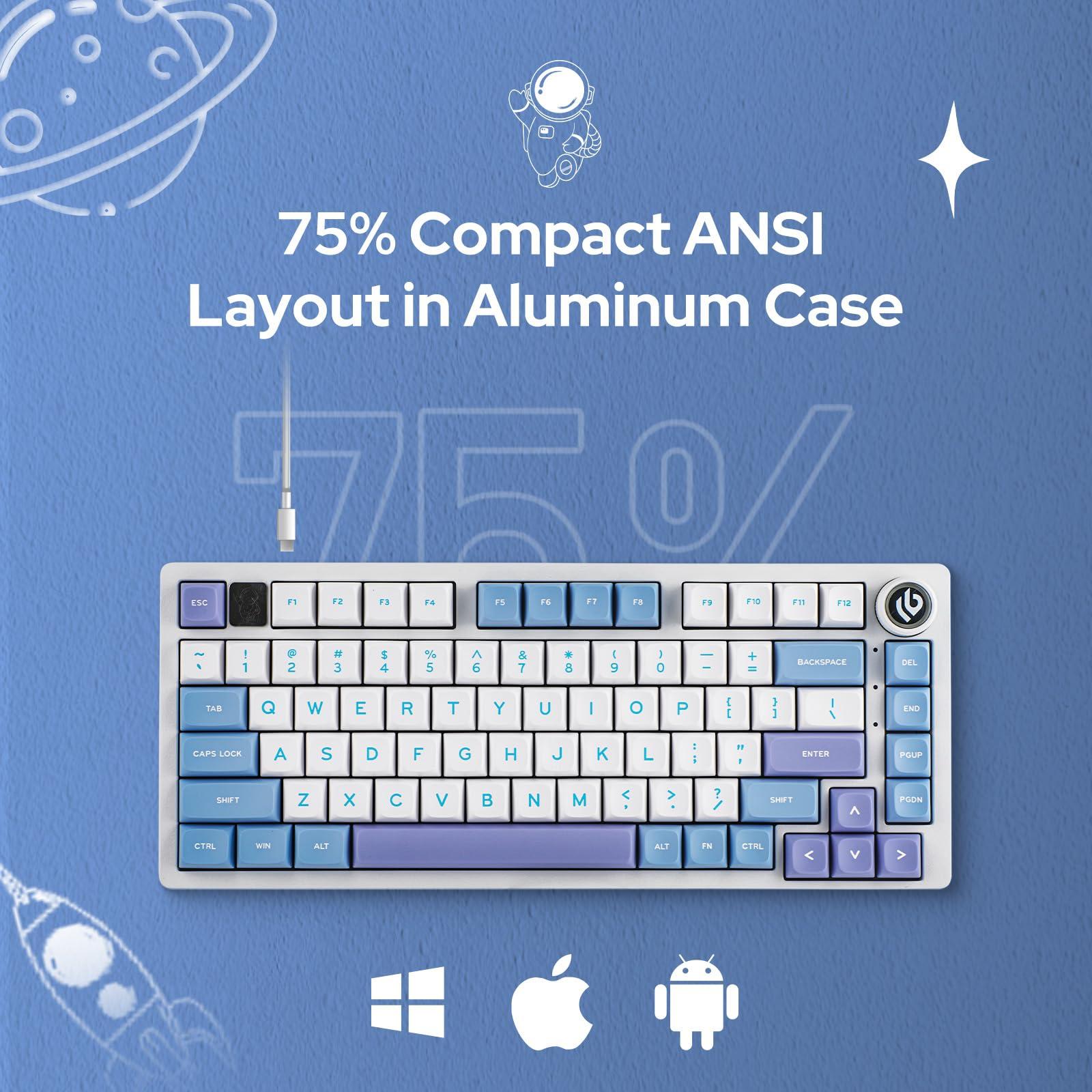 EPOMAKER x LEOBOG Hi75 Aluminum Alloy Wired Mechanical Keyboard, Programmable Gasket-Mounted Gaming Keyboard with Mode-Switching Knob, Hot Swappable, NKRO, RGB (White Purple, Nimbus V3 Switch) - Image 2