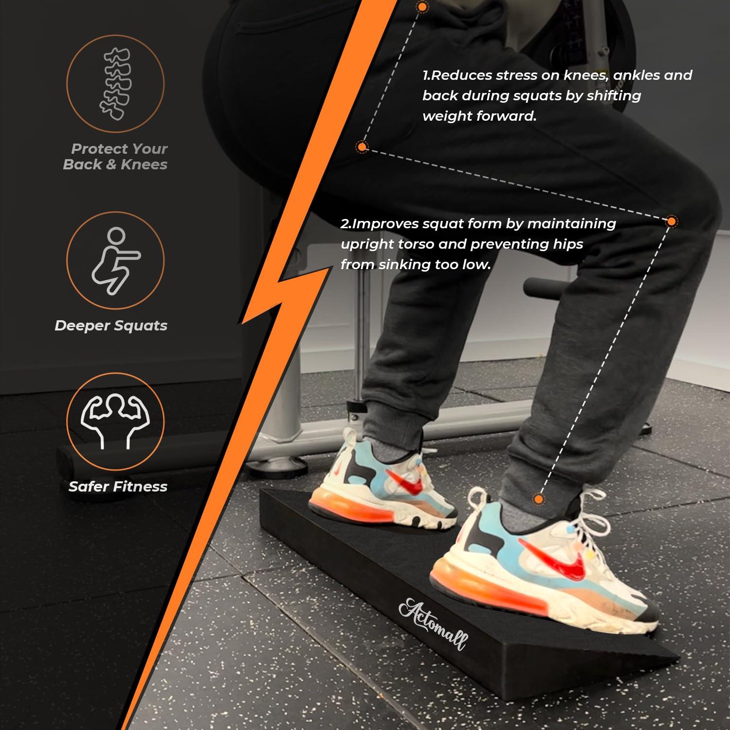 Actomall Squat Wedge Block - Large One-Piece Slant Board for Heel Elevated Squats, Knees Over Toes & Calf Stretches - Weightlifting & Recovery Training - Image 4
