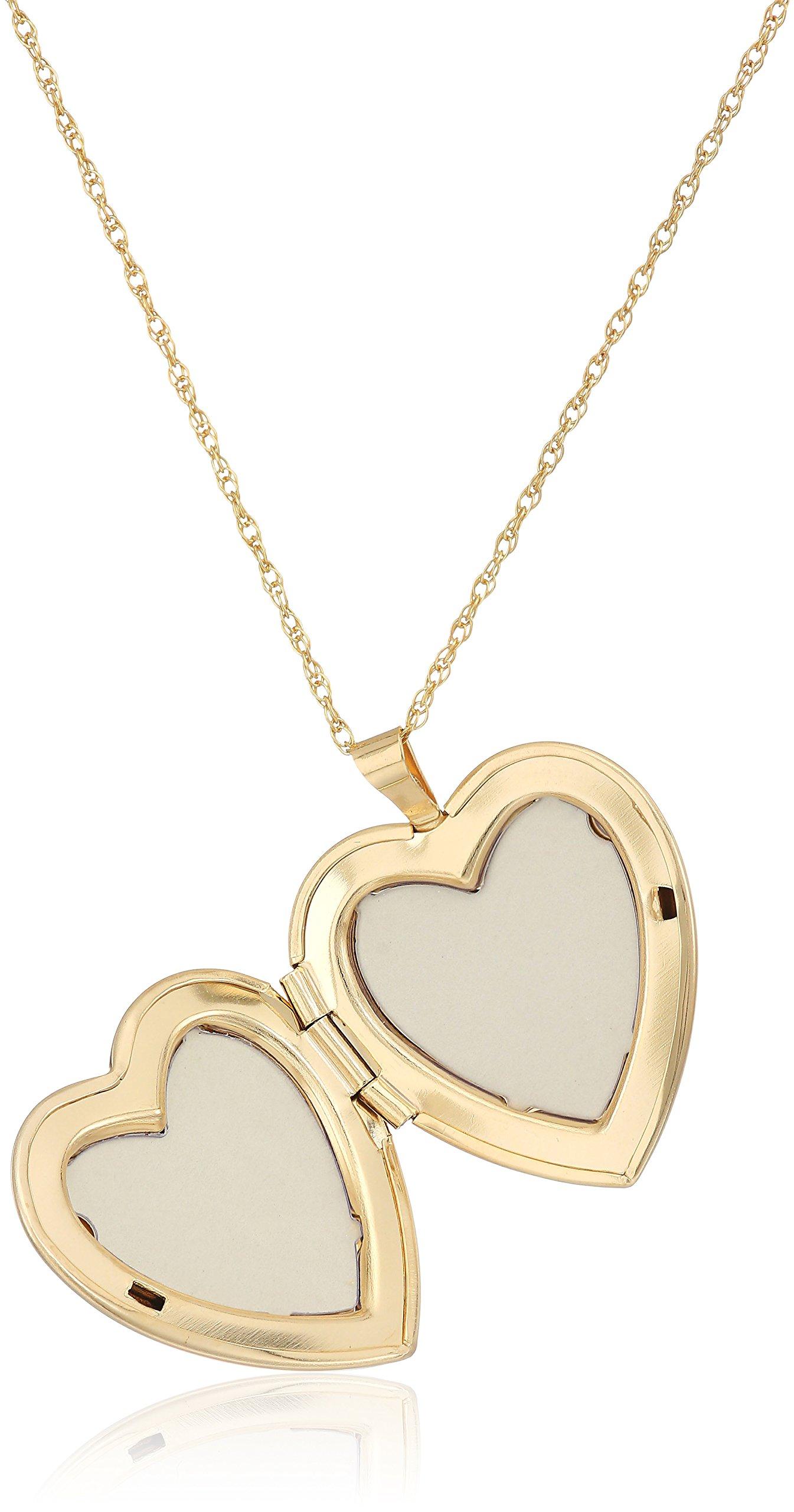 Amazon Essentials 14k Gold-Filled or Silver Large Satin and Polished Finish Hand Engraved Heart Shaped Locket Necklace (previously Amazon Collection) - Image 2