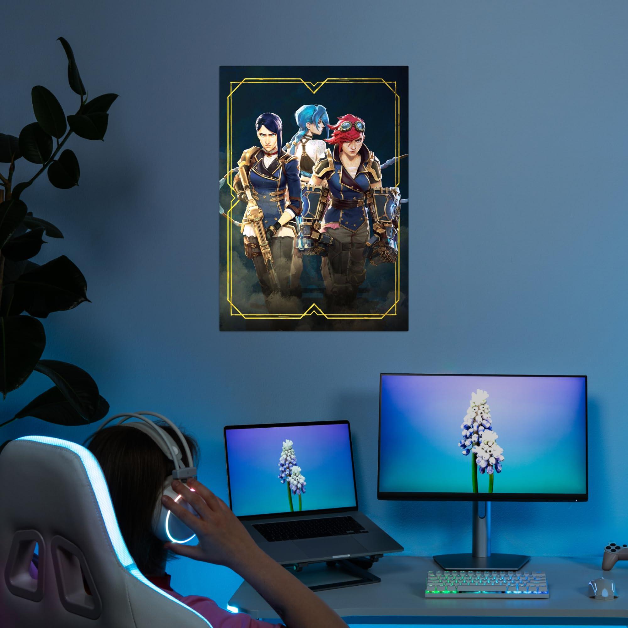 Displate Official Arcane Metal Poster Magnetic Mounting Included Licensed Artwork Modern Wall Decor Caitlyn, Vi and Jinx Poster 45 cm x 32 cm - Image 7