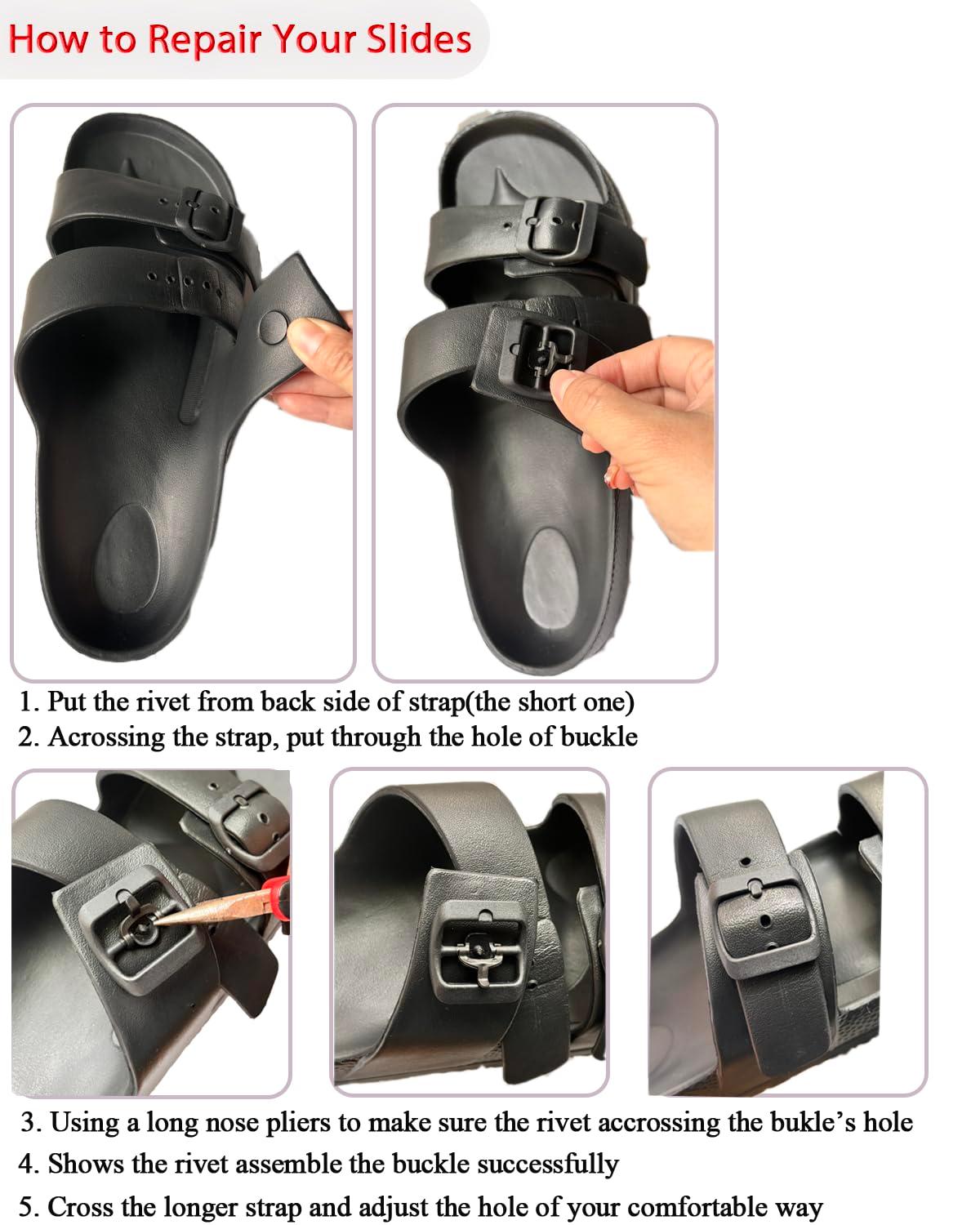 Lopau Replacement Buckle for Arizona Essentials Slide-On Sandal, Double Strap Clasp Repair for EVA Open-Back Clog Men and Women - Image 5