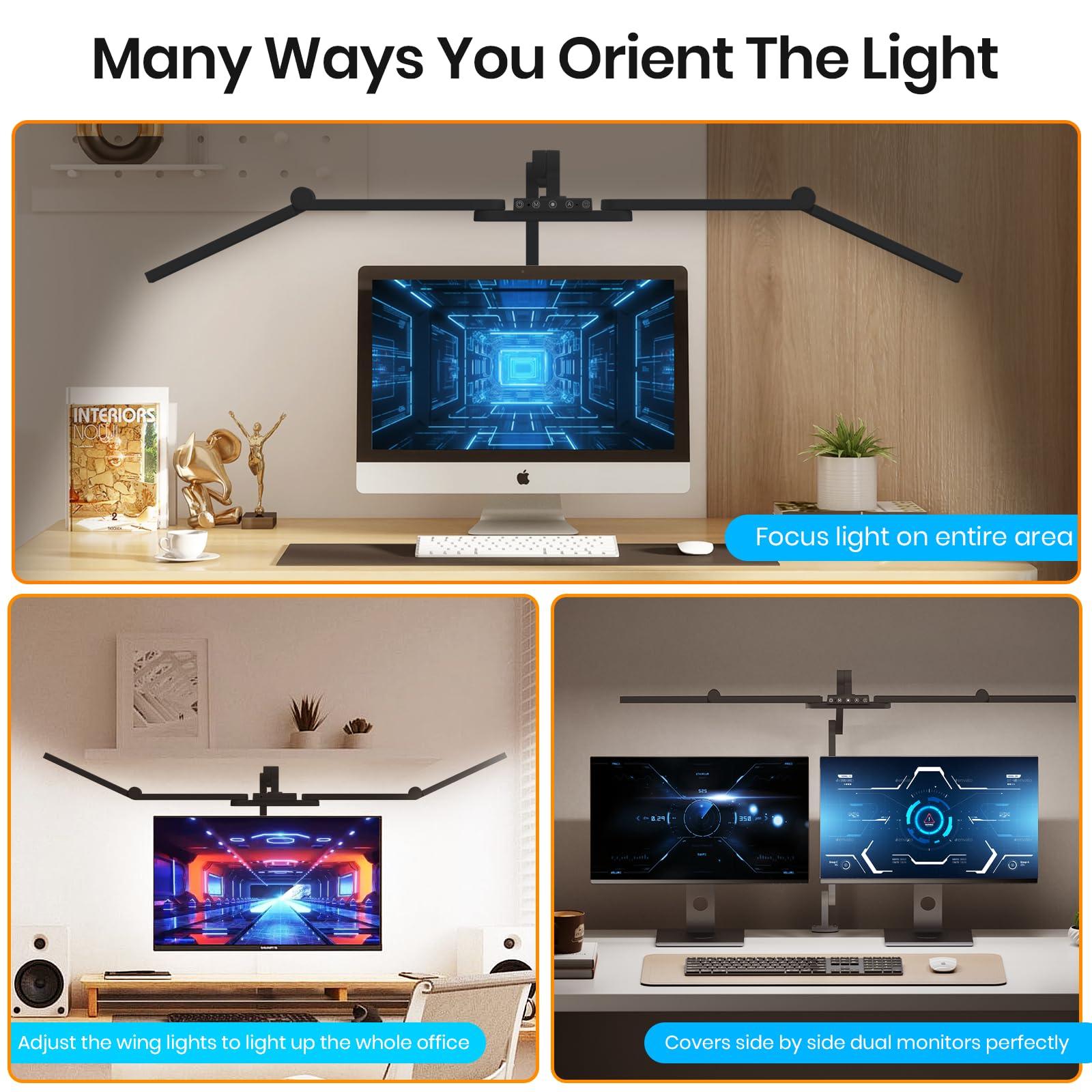 Ultra Bright Architect Desk Lamp with Clamp,Transformable LED Desks Lamp for Home Office,Tall Overhead Led Desk Light[41" Long Dimmable Light Bar],24W Auto Dimmable Desks Lights for Drawing Hobby Use - Image 3