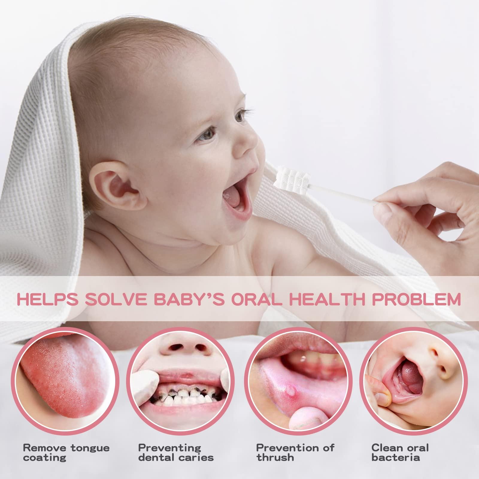 Mokoala 60Pcs Baby Tongue Cleaner, Baby Toothbrush, Disposable Infant Mouth Cleaner, Soft Gauze Toohthbrush Toddler Oral Cleaning Stick Dental Care for 0-36 Month Newborn - Image 3