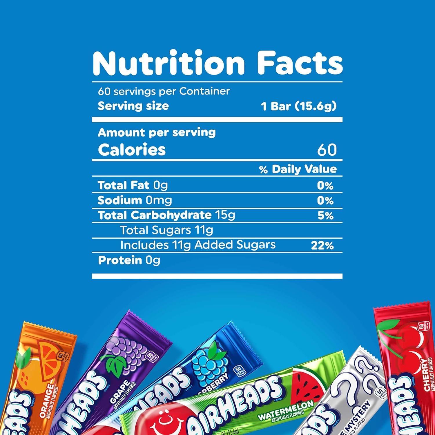 Airheads Candy Bars, Variety Bulk Box, Chewy Full Size Fruit Taffy, Gifts, Holiday, Parties, Concessions, Pantry, Non-Melting, Party, 60 Individually Wrapped Full Size Bars - Image 4