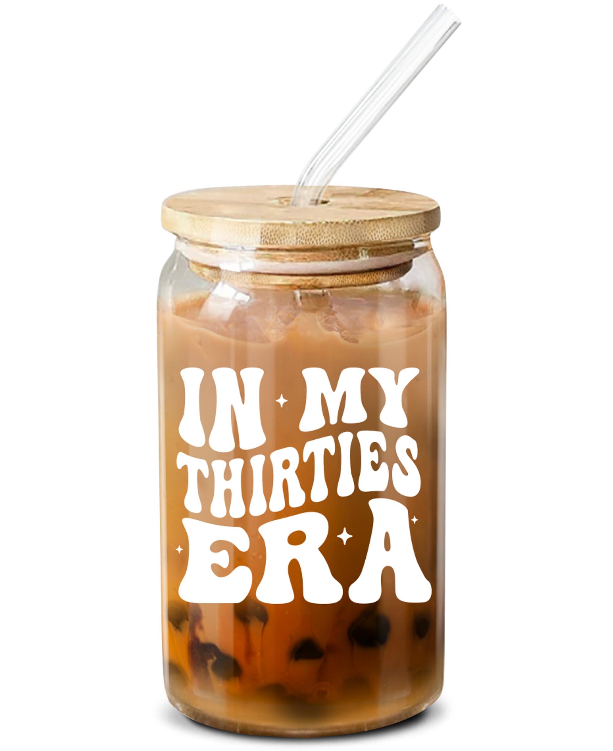 NewEleven 30th Birthday Gifts For Women - 30s Birthday Decorations - 30 Year Old Gifts For Her, Woman, Sister, Mom, Daughter, Best Friend - In My Thirties Era Glass - 16 Oz Coffee Glass