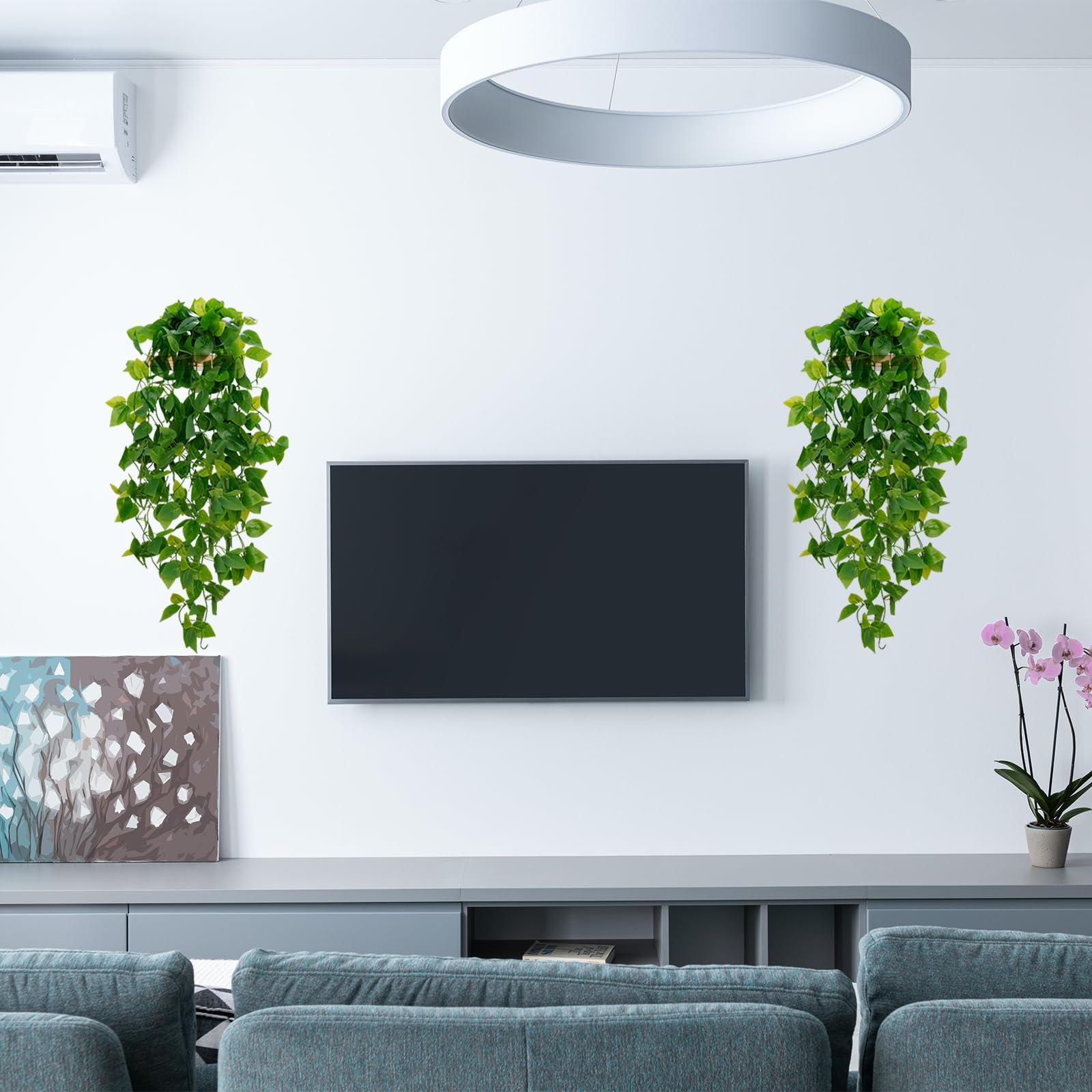 BLEUM CADE Fake Hanging Plants, 2pcs Artificial Hanging Plant, Faux Pothos Vines Hanging Plant Greenery for Wall Home Living Room Indoor Outdoor Decor (No Baskets) - Image 5