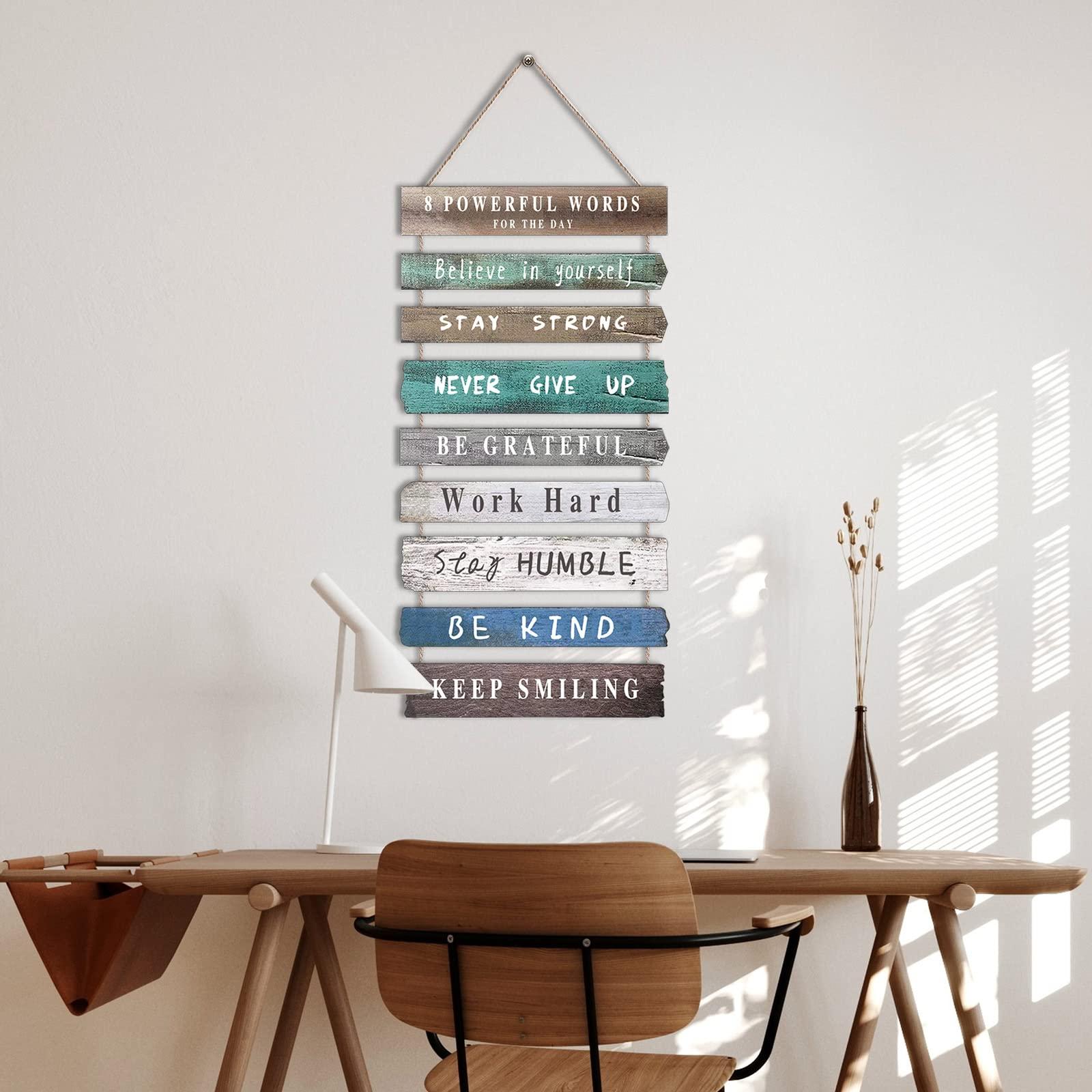 Inspirational Wall Art Decor for Office, Wooden Rustic Hanging Motivational Wall Art Decoration Sign, Inspiring Positive Quotes Wall Art for Home Living Room Bedroom Bathroom Classroom Gym 12"x24" - Image 2