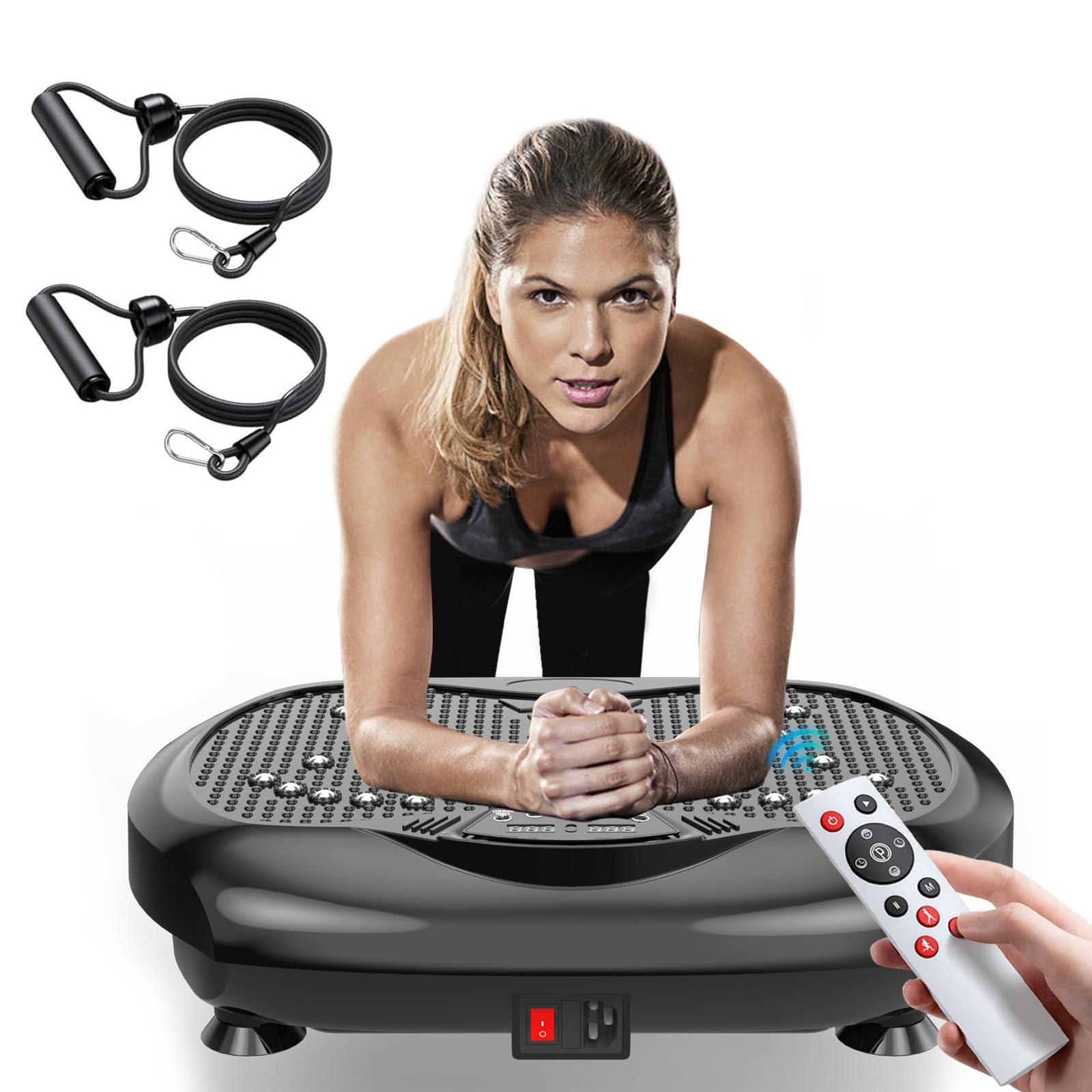 Natini Vibration Plate Exercise Machine - Whole Body Workout Vibration Platform Lymphatic Drainage Machine for Weight Loss Home Fitness with Resistance Bands Remote