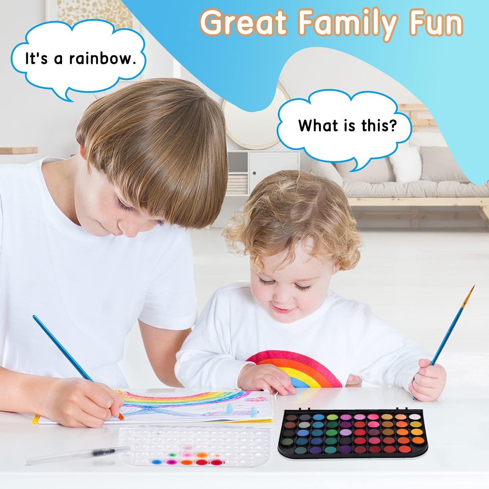 Watercolor Paint, 48 Colors Washable Watercolor Paint Set with a Brush a Refillable Water Brush Pen and Palette, Non-toxic Water Color Paints Sets for Kids Adults Artists Children Students Beginner - Image 4