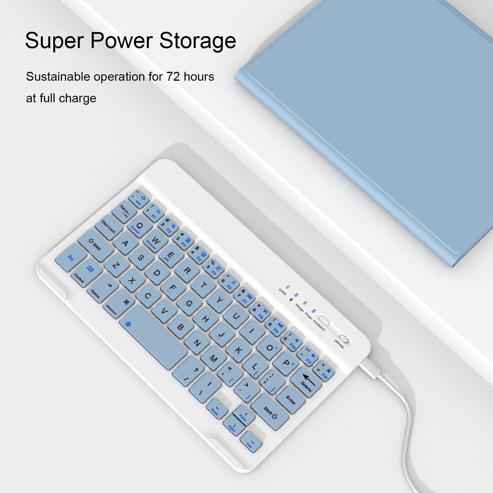 Divufus Keyboard Case for iPad Pro 11 Inch (M4) 2024 [Magnetic Detachable Wireless Keyboard][Support 3 System] Flip Stand Case with Pencil Holder for iPad 11” Pro 2024 (M4), Blue - Image 5