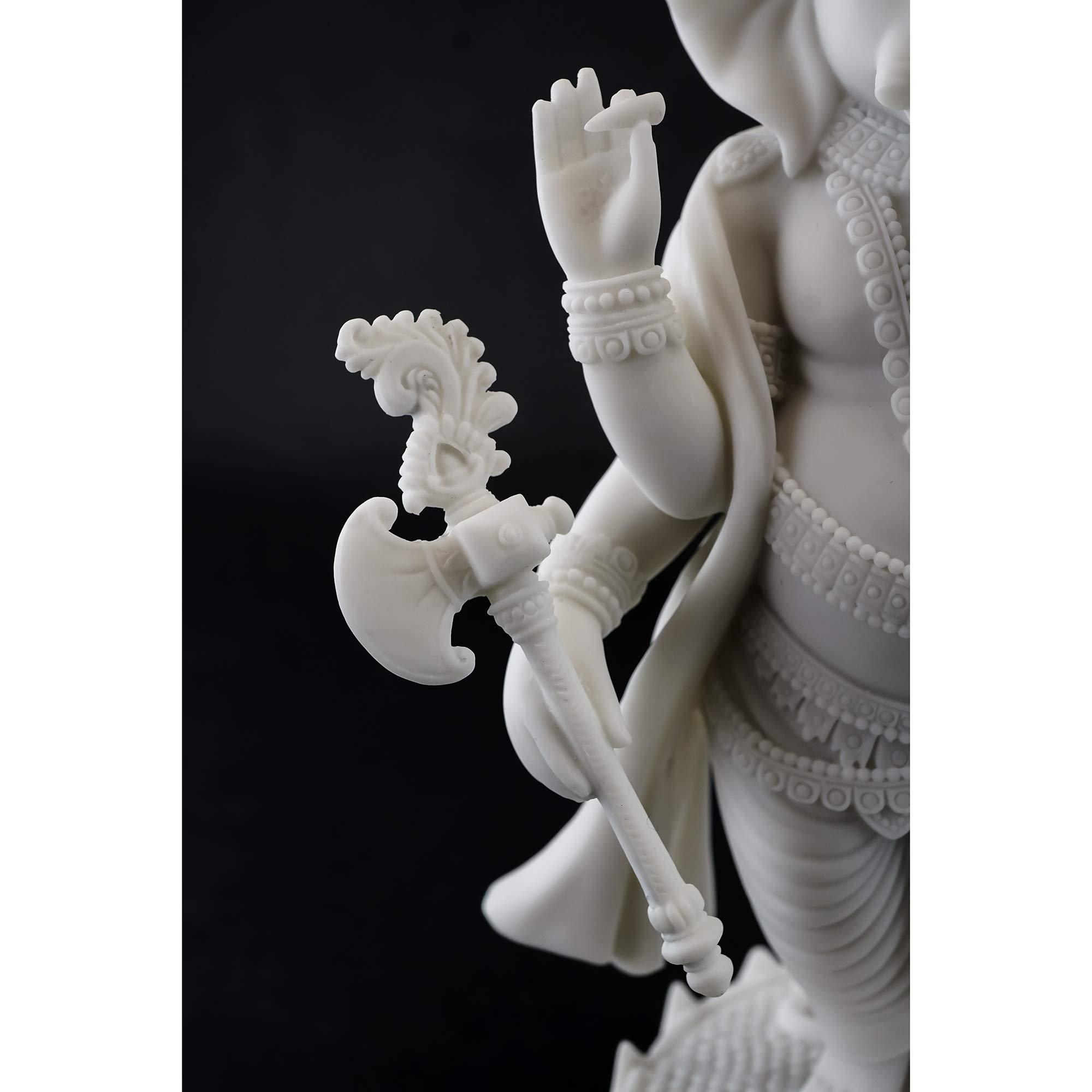 Top Collection 7.5" H 4.75" Standing Ganesh Statue in White Marble Finish - Hindu Lord of Success Sculpture - Image 6