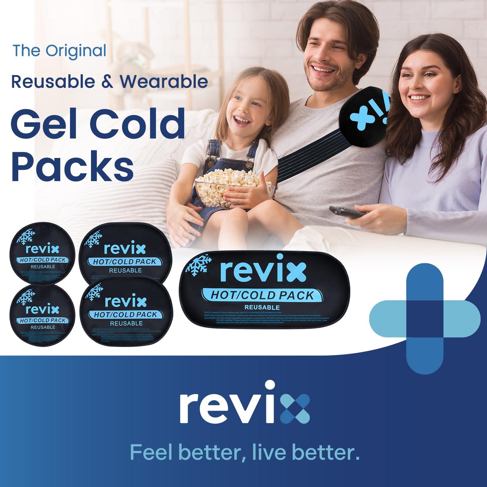REVIX Ice Packs for Injuries Reusable, 5-Piece Set Hot and Cold Gel Ice Pack for Joints, Muscle, Post-Workout Recovery, Adjustable and Flexible Cooling Pads for Knees, Back, Arms and Neck - Image 2