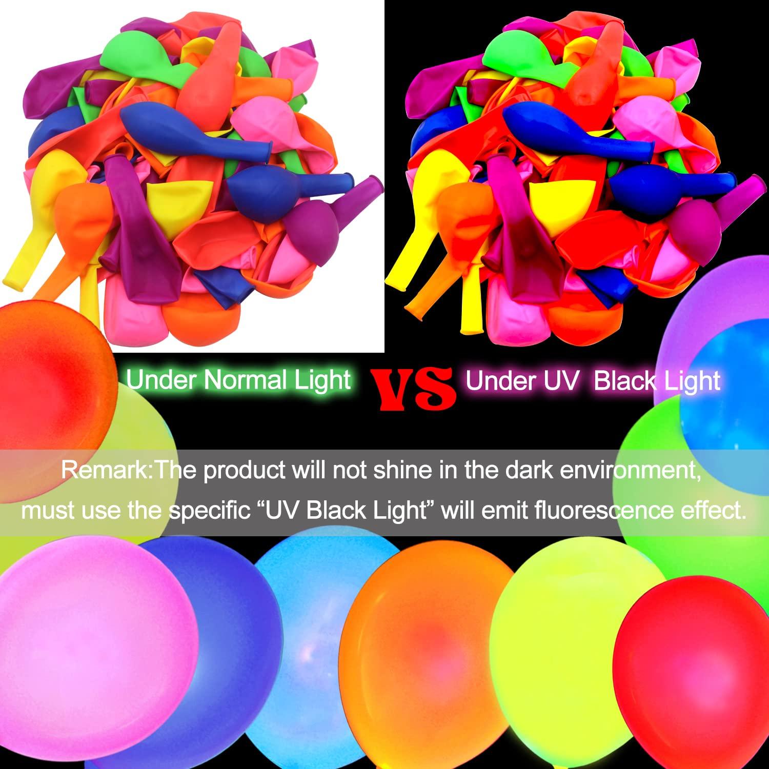 110 Pack Colored UV Neon Glow Balloons Neon Glow Party Decorations Glow in the Dark Party Supplies Black Light Fluorescent Latex Balloon for Birthday Decoration - Image 3