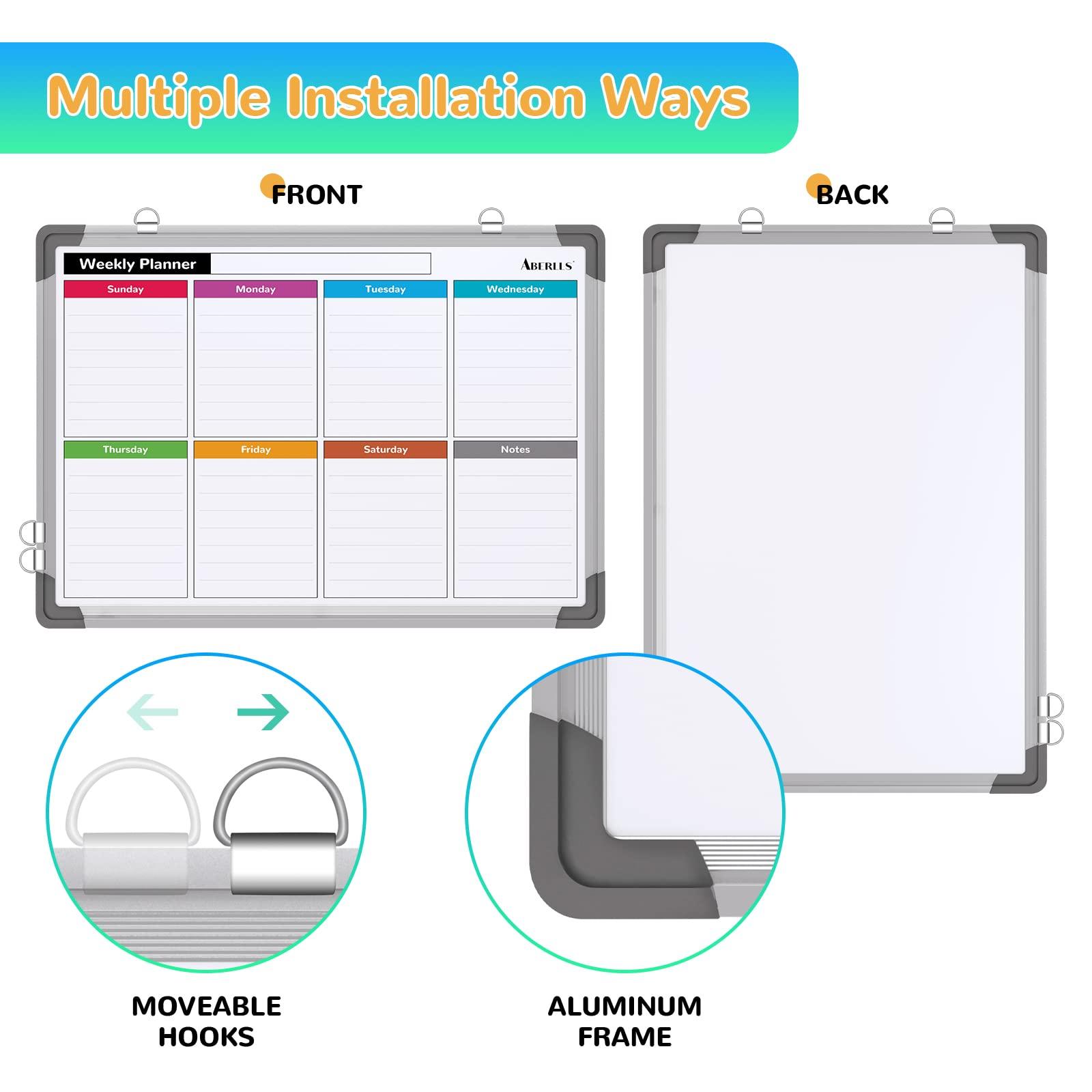 Small Weekly Calendar Dry Erase Whiteboard for Wall, 16" x 12" Magnetic Dry Erase Board, Hanging Double-Sided White Board, Portable Board for List, Kitchen, Planning, Memo, Home, Office - Image 5