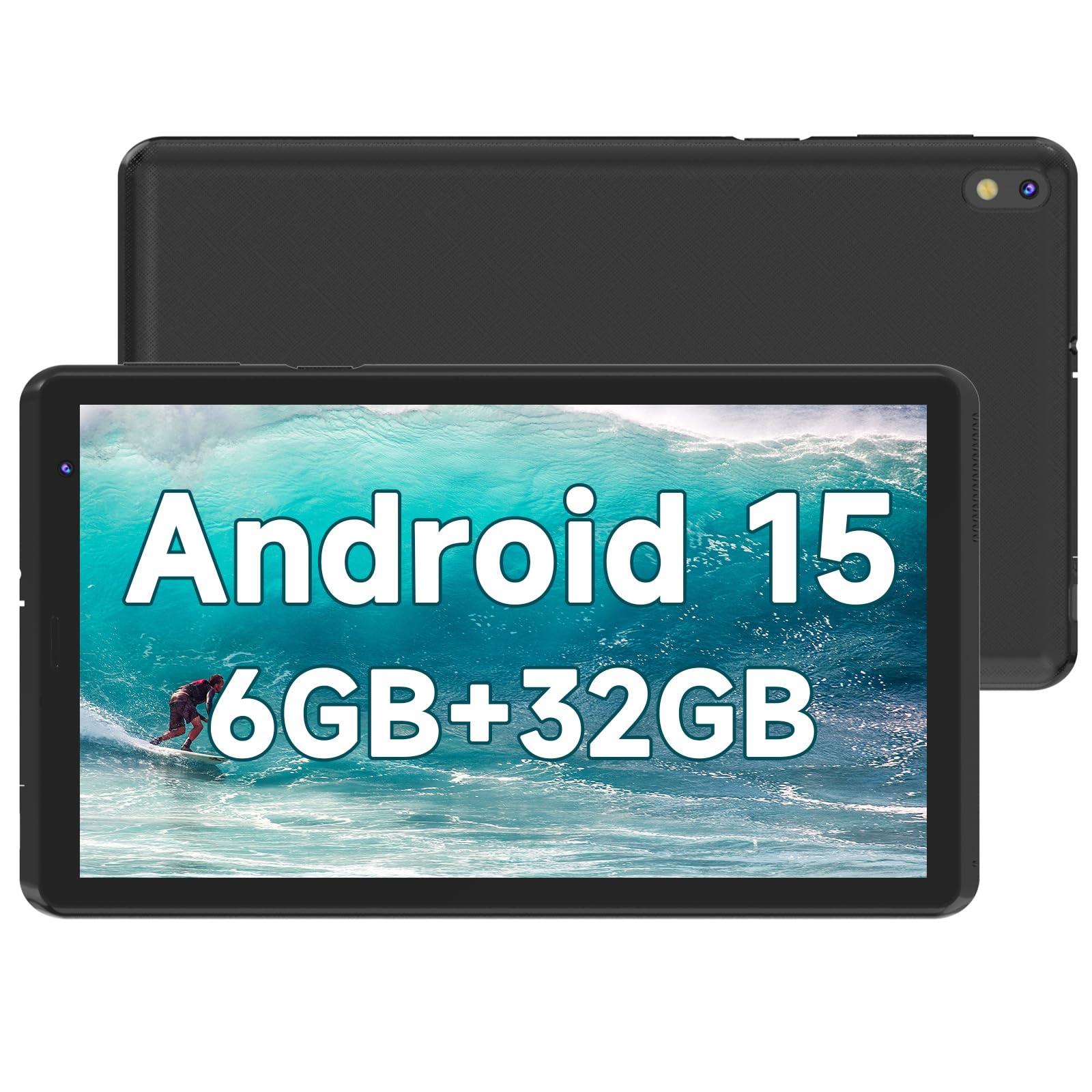 BYANDBY Tablet 7 inch Android 15.0 Tablet, 6GB+32GB ROM （1TB Expand）, Quad-Core, WiFi, GMS, Dual Camera, Educational, Games （Black）