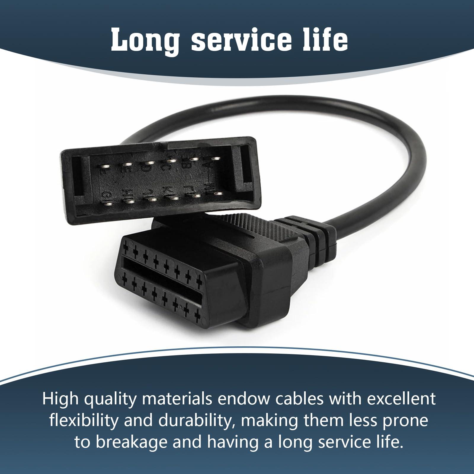 Flygun 1 PC OBD1 Scanner Connector, OBD1 to OBD2 GM Adapter, Scanning Diagnostic Extension Tool Cable Connector, Compatible with GM 12 Pin to OBD1 to OBD2 16 Pin Connector (Black) - Image 7