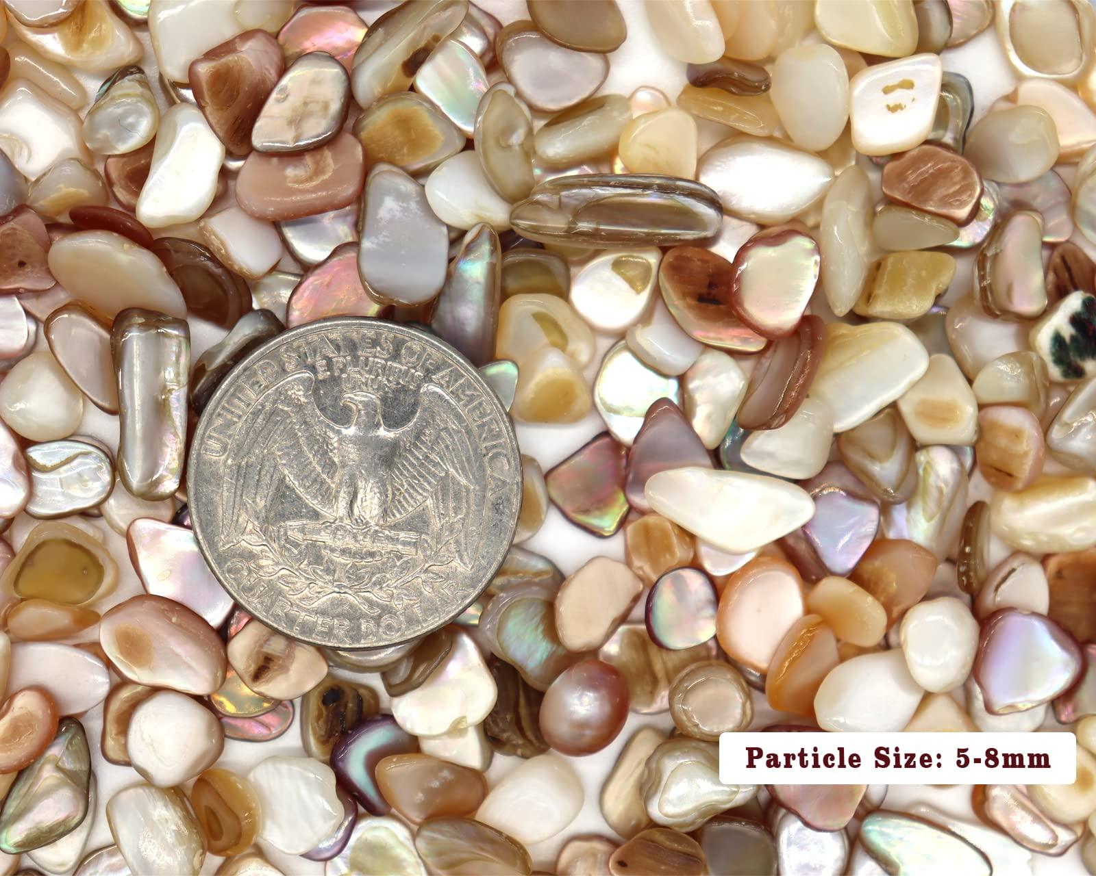 Small Mini Natural Crushed Mother of Pearl Shells for Weddings Vase Filler Home Décor, and Crafts 32 oz (2 lb), Colorful - Image 2