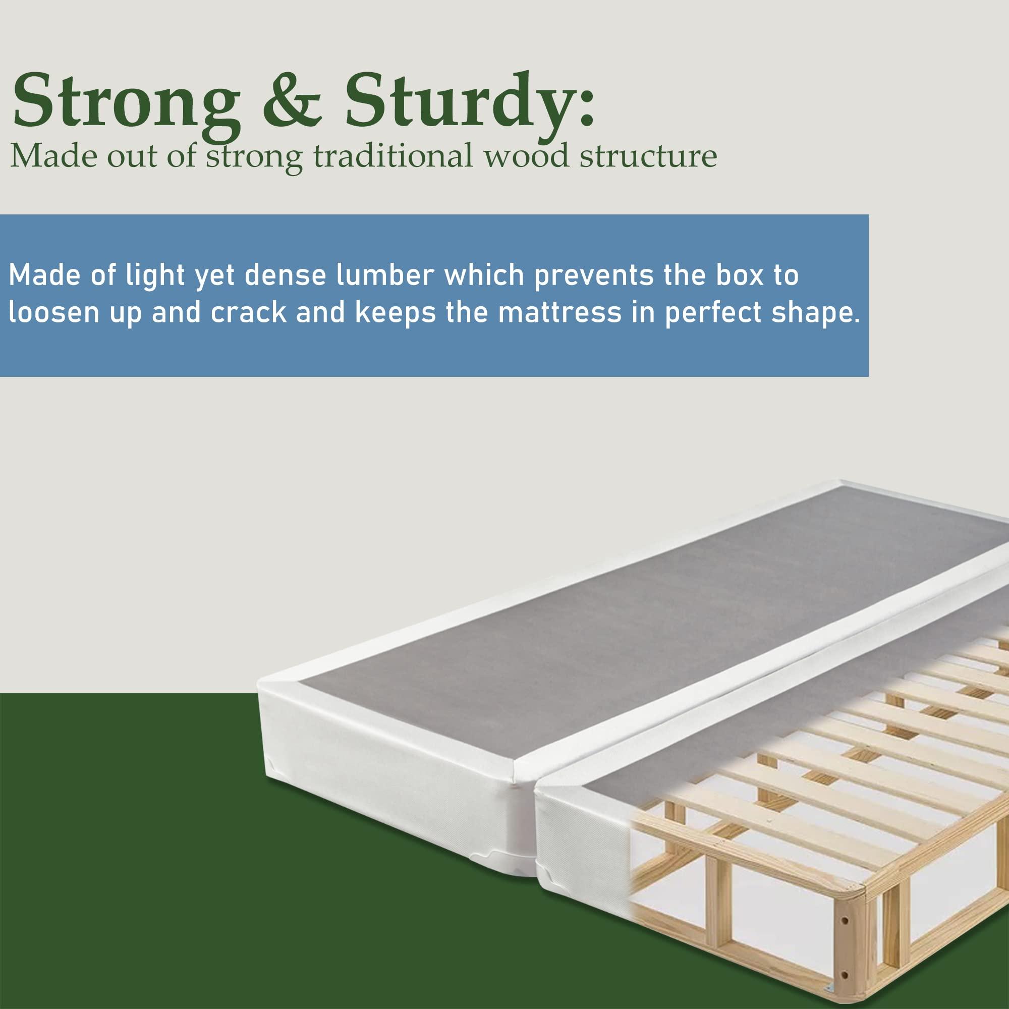 Spring Solution 4-Inch Wood Split Low Profile Traditional Box Spring/Foundation for Mattress Set, King, 1, White - Image 3