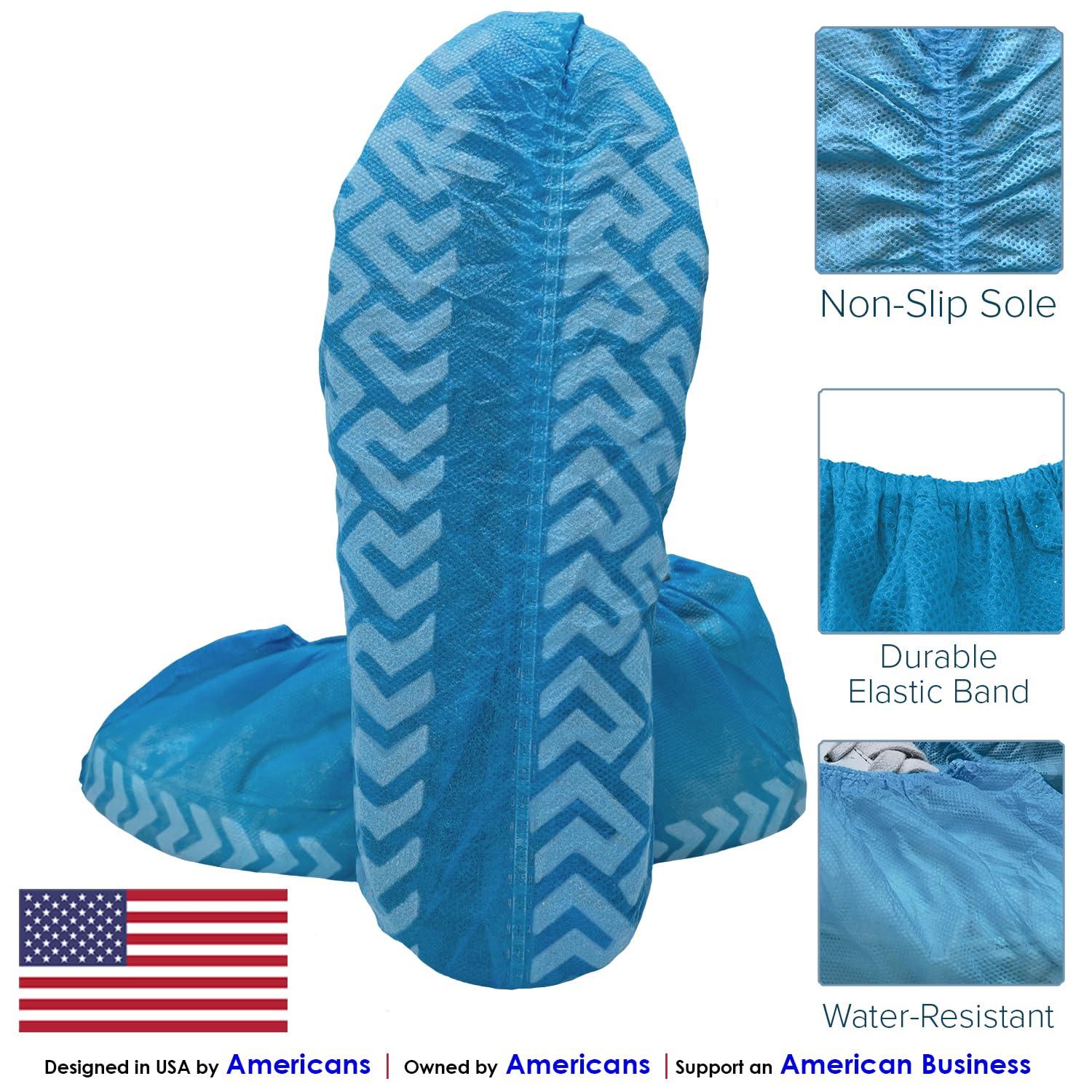 Innovative Haus Blue Indoor Disposable Shoe Covers - Disposable Non Slip Boot Covers - Indoor Reusable Booties - Treads - Water Resistant - 100 Pack, Extra Large - Image 3
