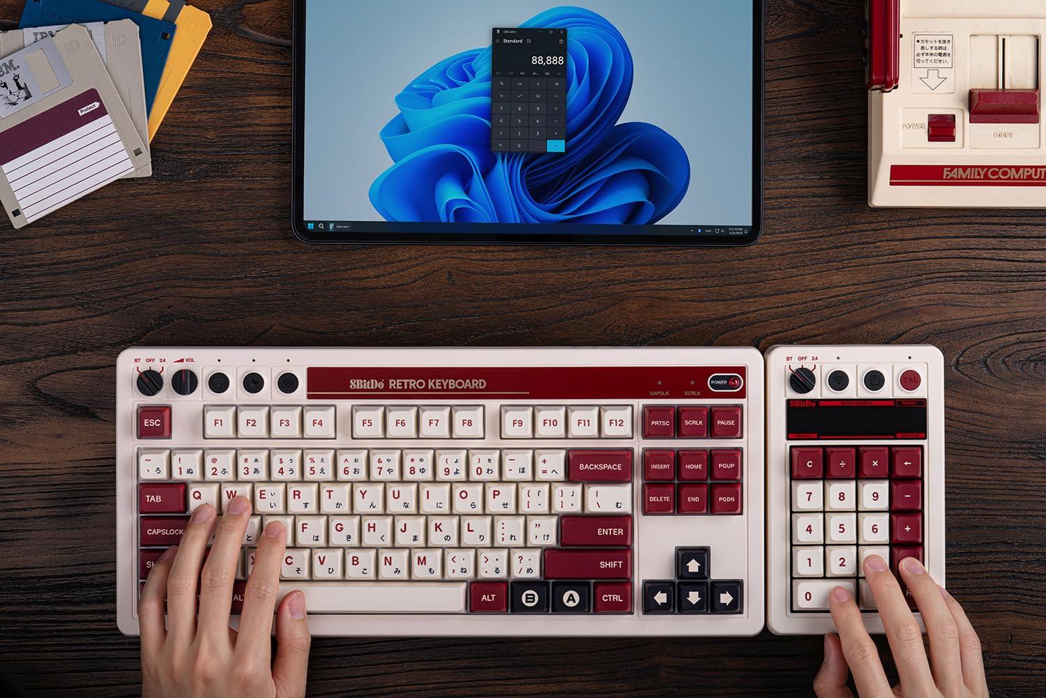 8BitDo Retro 18 Mechanical Numpad, Supports Calculator Mode, Bluetooth/2.4G/Wired Numpad for Windows and Android - Fami Edition - Image 9