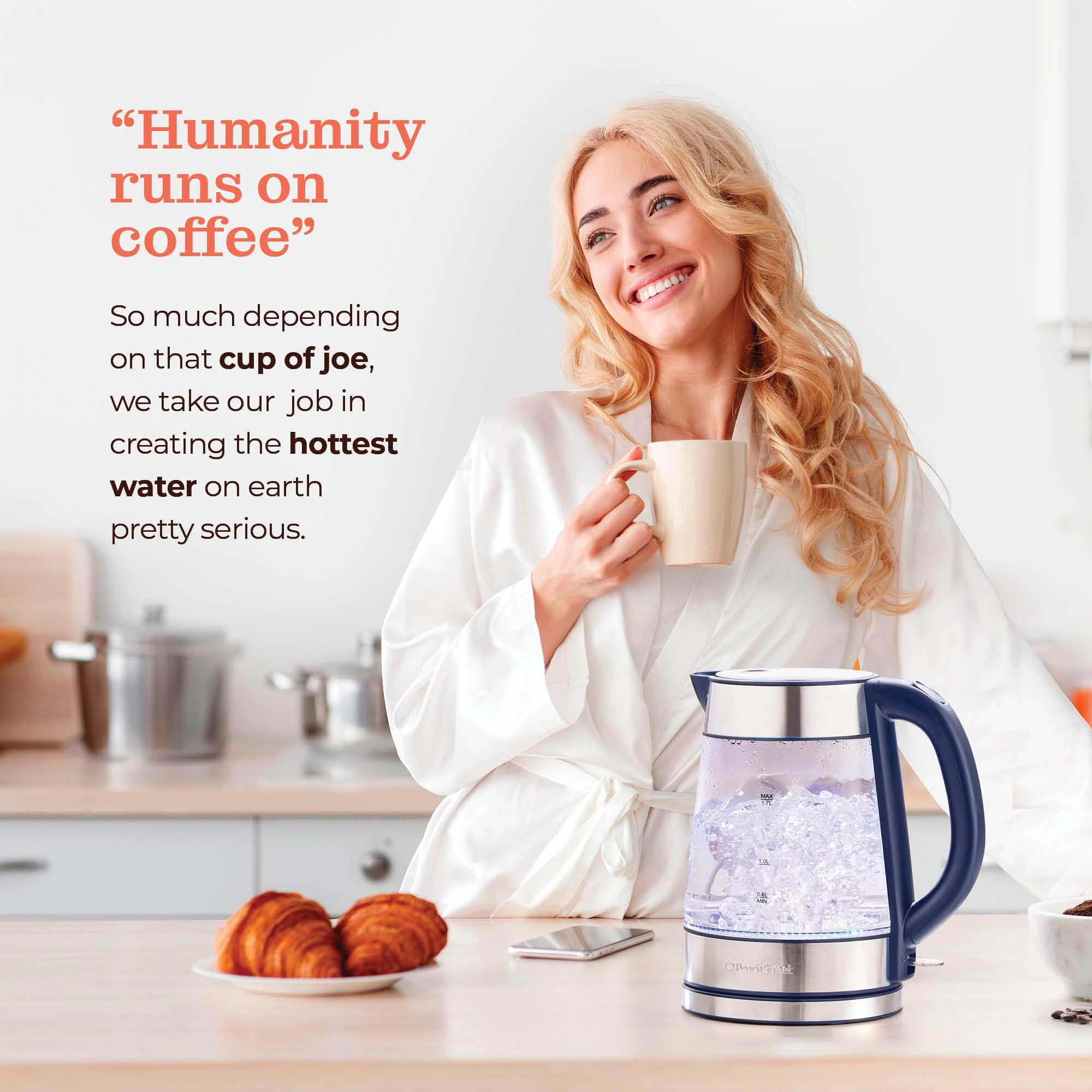 Speed-Boil Water Electric Kettle, 1.7L 1500W, Coffee & Tea Kettle Borosilicate Glass, Wide Opening, Auto Shut-Off, Cool Touch Handle, LED Light. 360° Rotation, Boil Dry Protection - Image 8