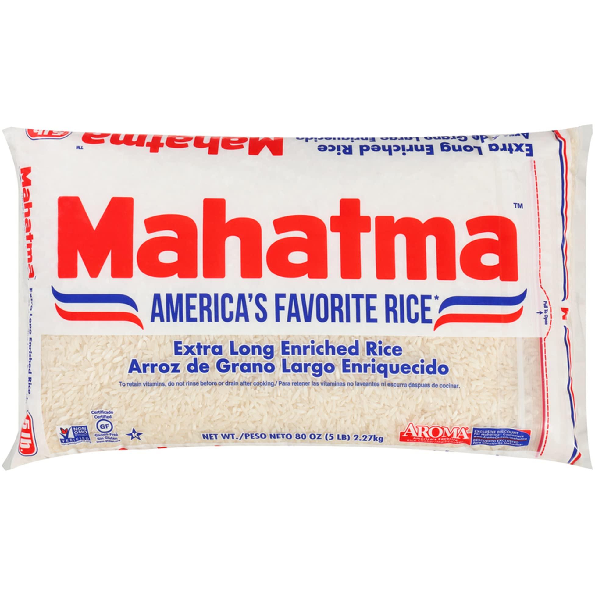 Mahatma Extra-Long-Grain Rice 5-Pound Rice Bag, Gluten-Free and Non-GMO White Bulk bag, 1 Bag of
