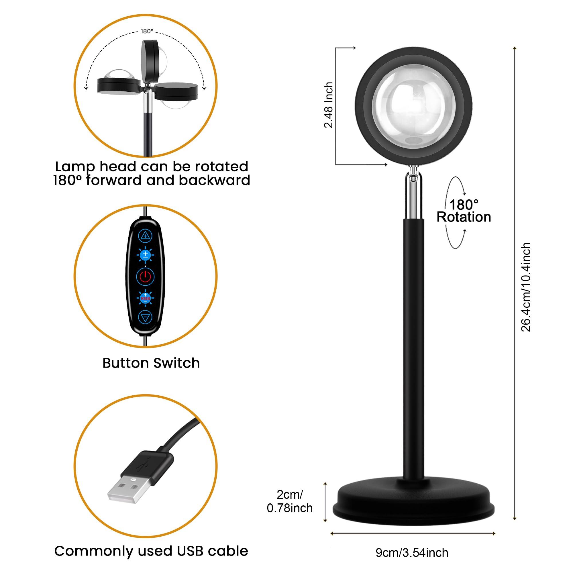 Tsrarey Sunset Lamp Projection, Not Only 21 Colors Sunset Lights, 180 Degree Rotation Led Light, Push Button Switch & APP Control Projector for Party Bedroom Decor - Image 5