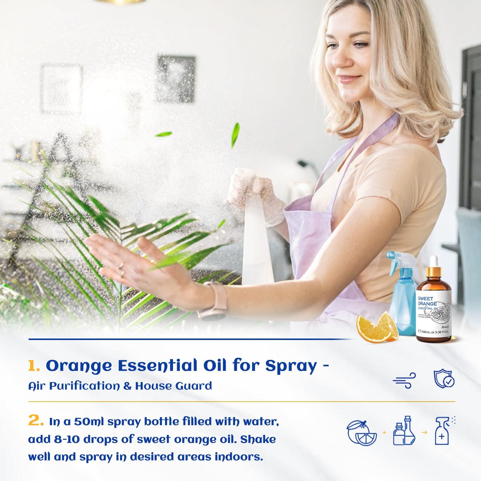 HIQILI 100ML Orange Essential Oil for Air Freshener, DIY Soap, Skin Care, Can be Added to Diffusers, Dryer Balls, Lotions for Use - 3.38 Fl Oz - Image 4