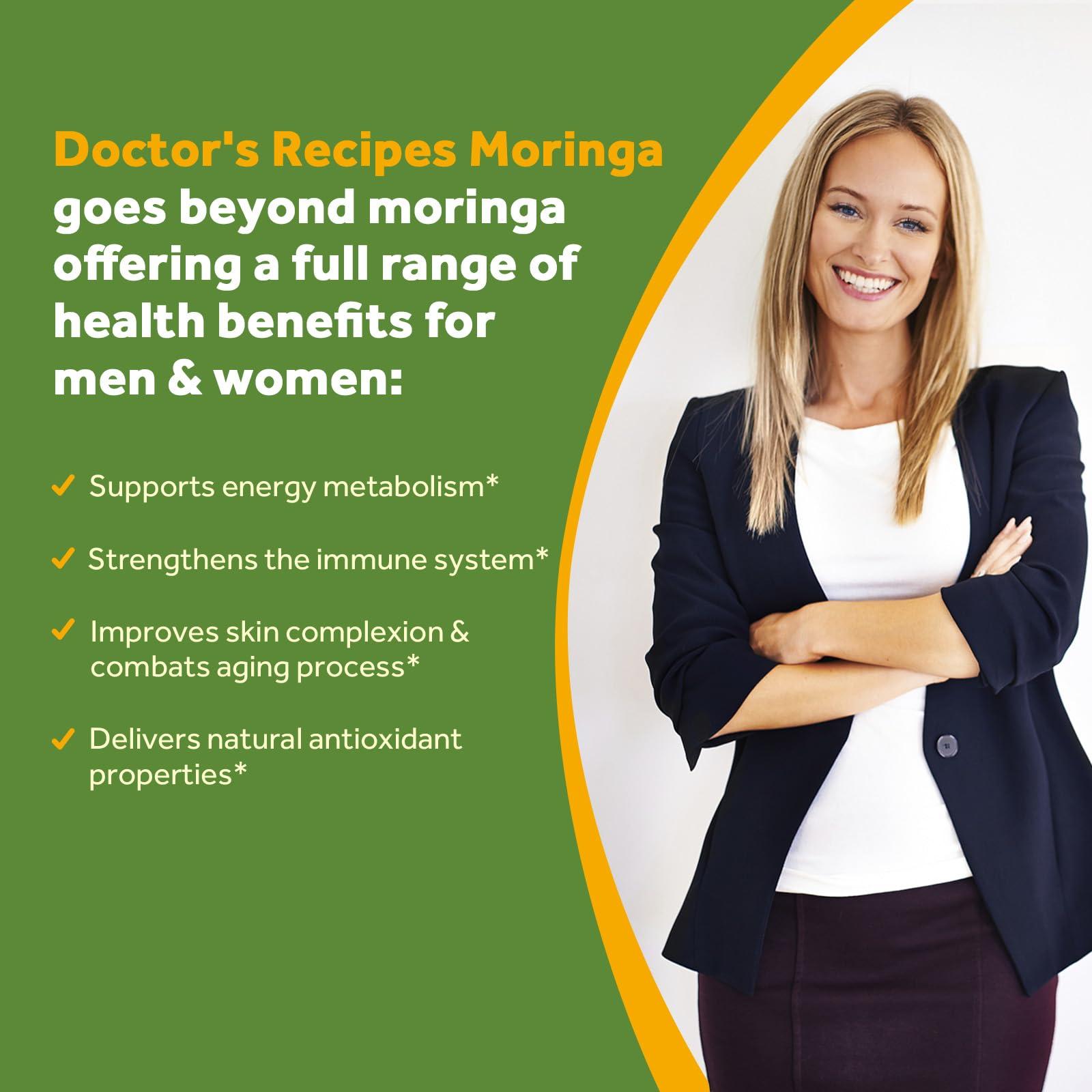 Doctor's Recipes Moringa 11,000 mg Strength, Complete Green Superfood, Natural Antioxidant Support, Non-GMO, 90 Vegan Caps, No Caffeine Soy Gluten - Image 3
