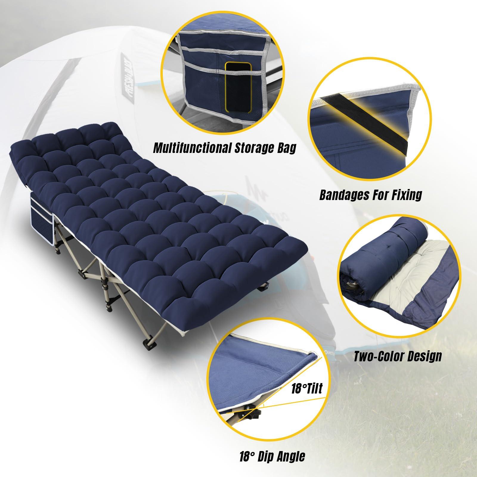 YELLOW JACKET Folding Camping Cot for Adults,600LBS Max Load,28" Wide Sleeping Cot with Removable Thick Mattress Portable Foldable Camping Bed with Carry Bag for Camp,Home,Office,Travel,Blue - Image 5