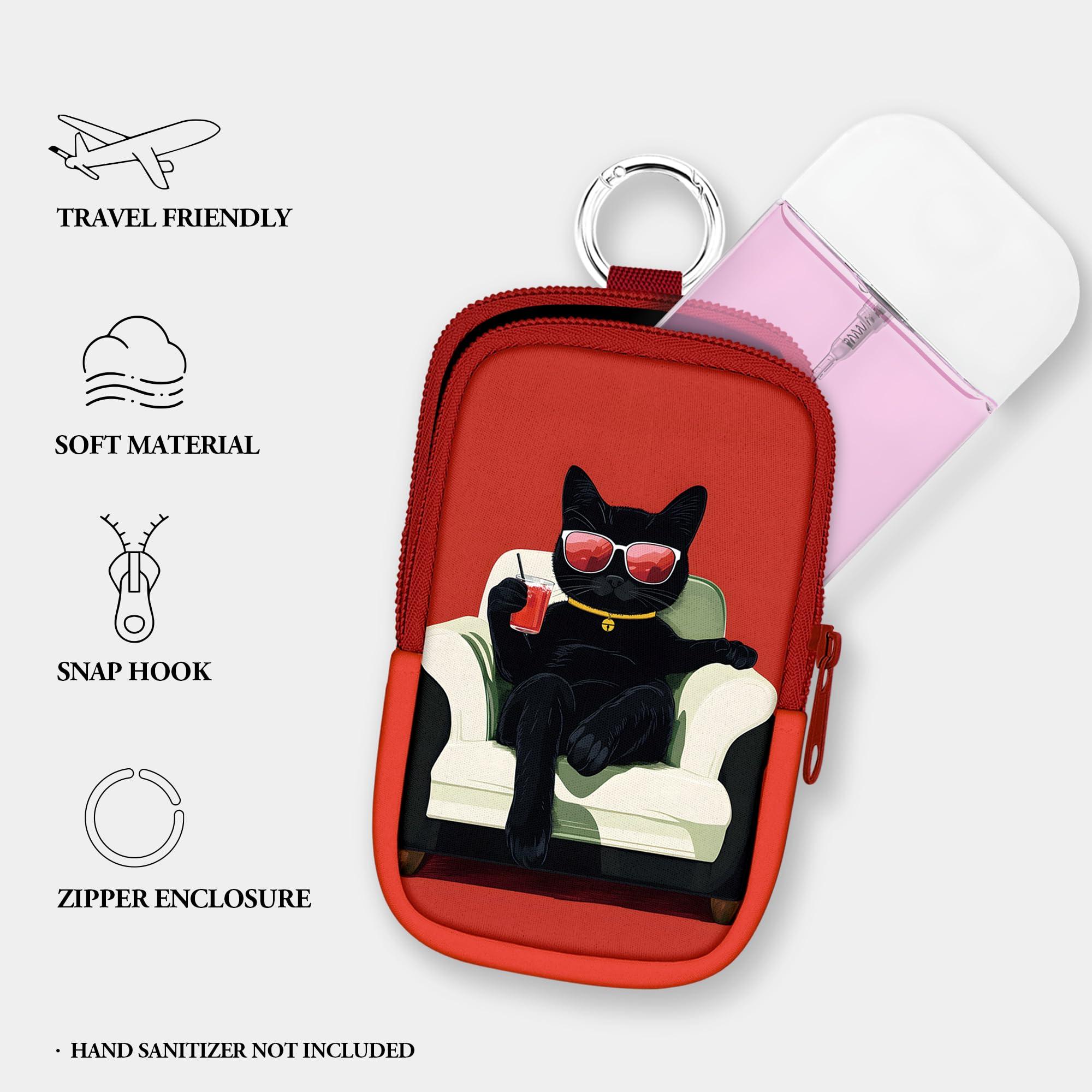 Energymax Hand Sanitizer Spray Case, Compatible with Touchland Hand Sanitizer Mist Spray, Portable Mini Pouch, Fashion Accessory Keychain with Snap Hook 1FL. OZ., Cat on the Sofa - Image 3