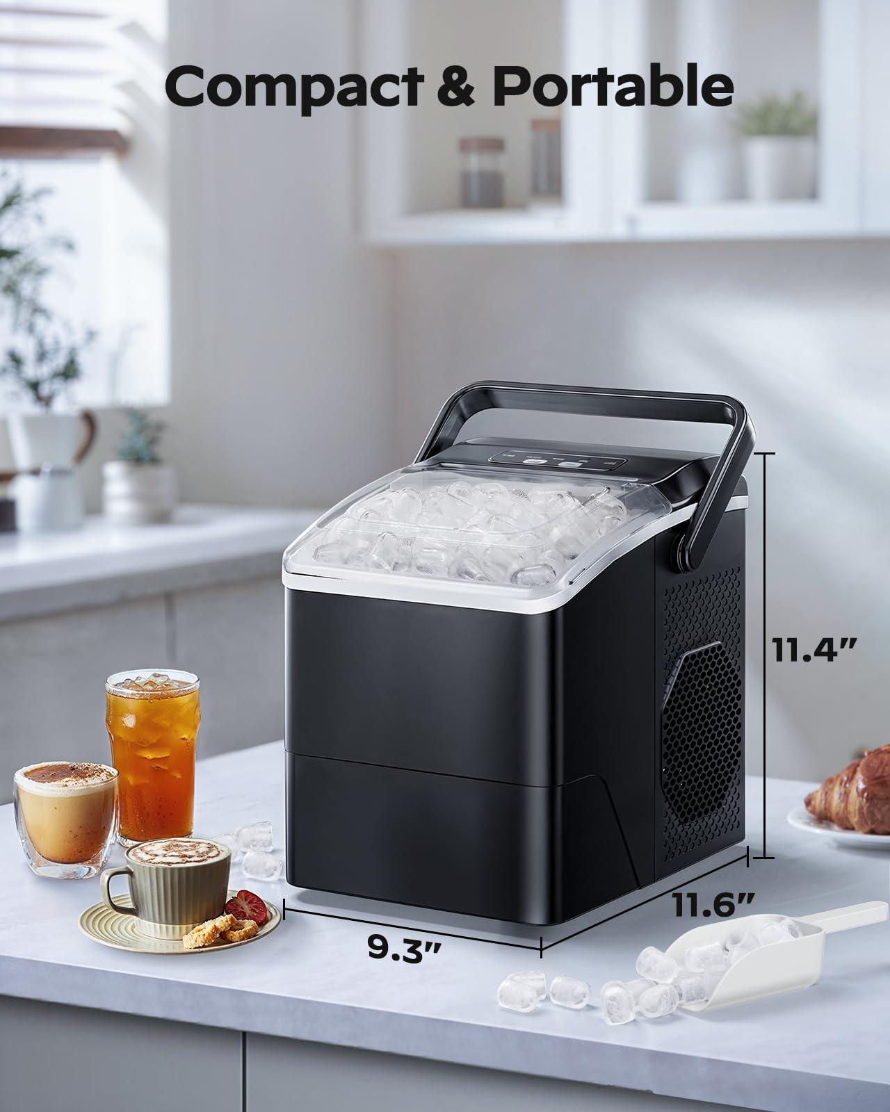 HOMEZAY Ice Maker Countertop, 9 Cubes Ready in 6 Mins, 26 lbs per Day, Ice Machine with 2 Ice Sizes and Self-Cleaning, Portable Ice Maker with Handle for Home, Kitchen, Camping, RV, Office, Black - Image 6