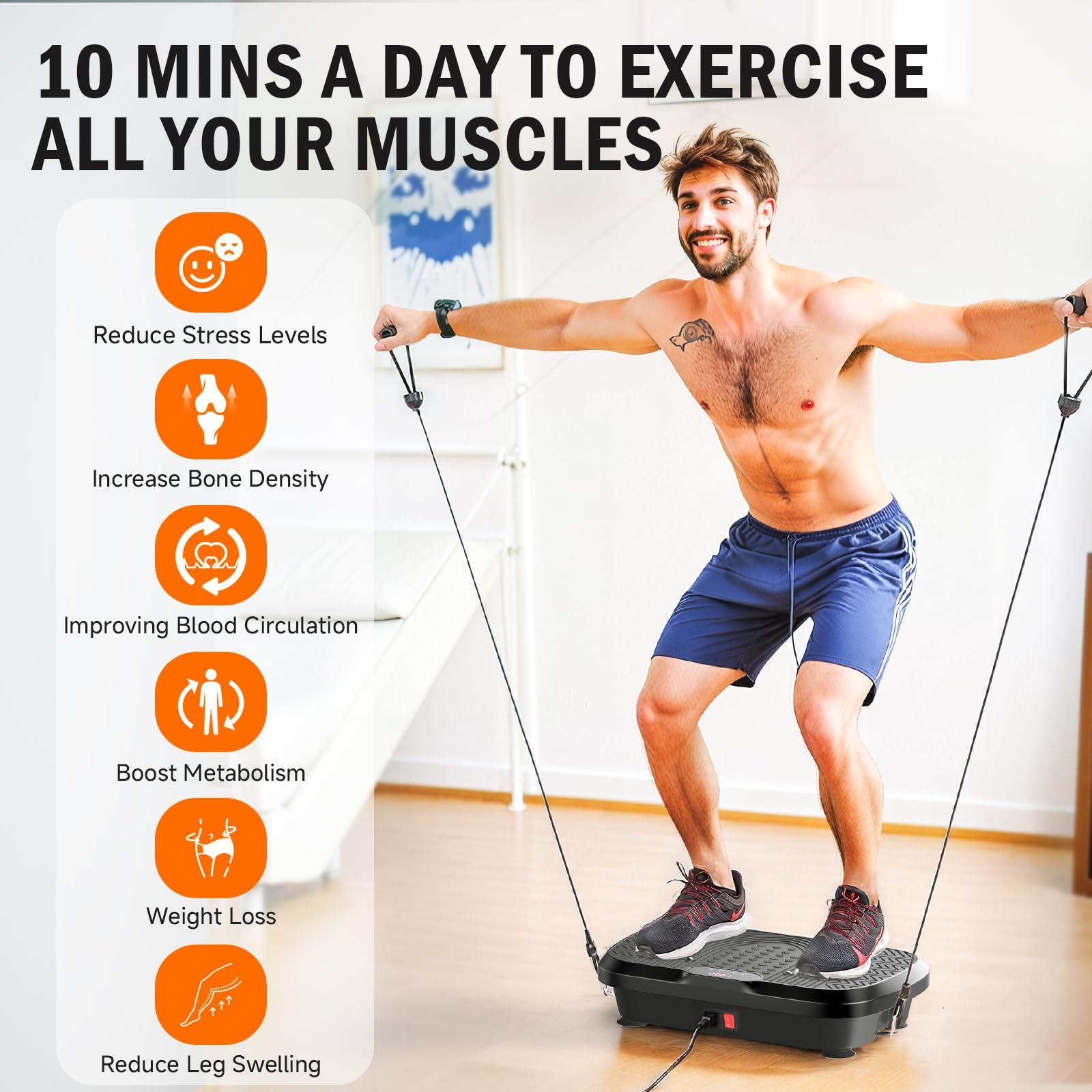 Vibration Plate Exercise Machine, Whole Body Workout Vibration Plate for Lymphatic Drainage, 240 Adjustable Speeds Power Vibrating Plate Home Fitness Platform for Shaping, Max Weight 330lbs - Image 4