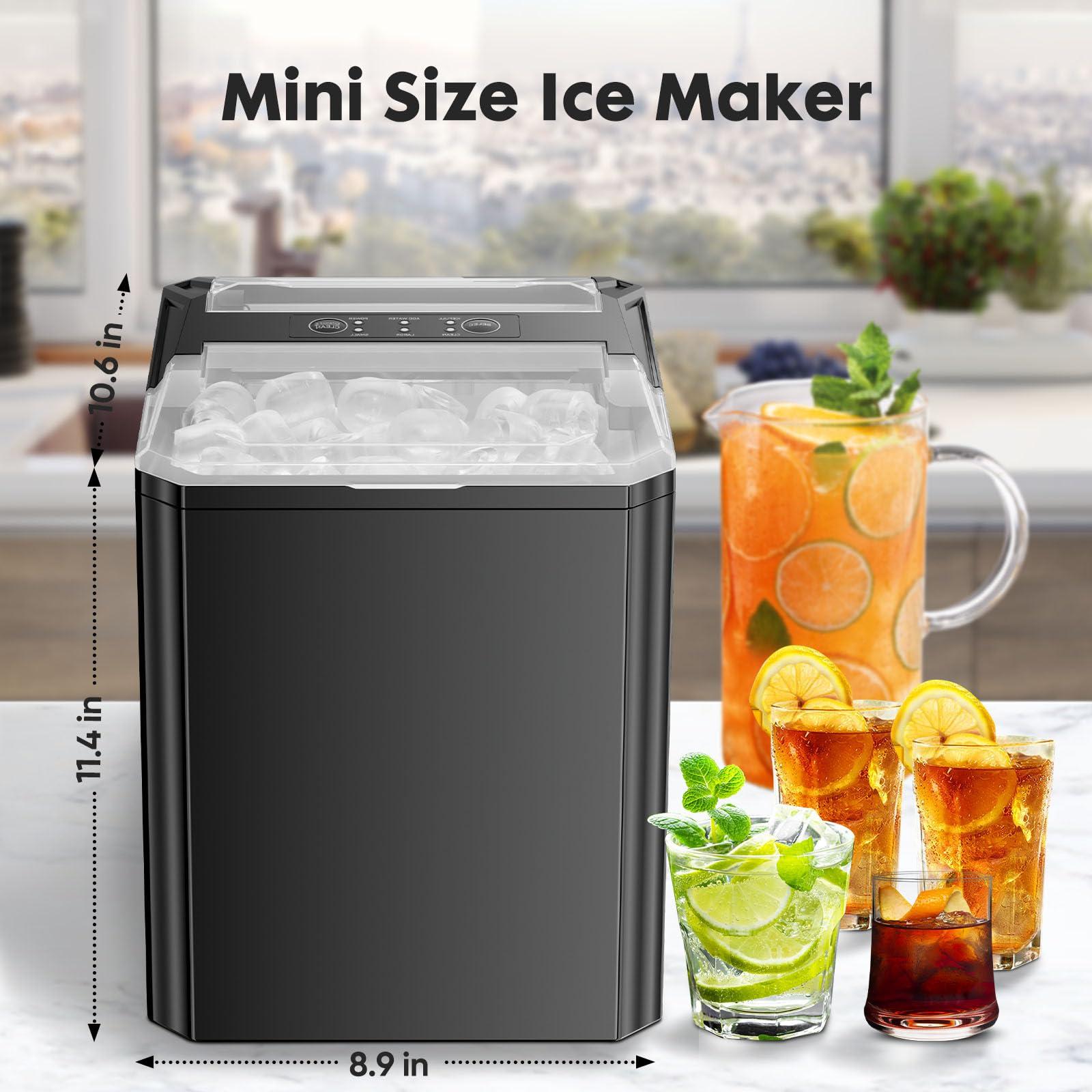Sweetcrispy Countertop Ice Maker, Portable Ice Machine Self-Cleaning, 9 Cubes in 6 Mins, 26 lbs/24Hrs, 2 Sizes of Bullet Ice for Home Party Office - Image 2