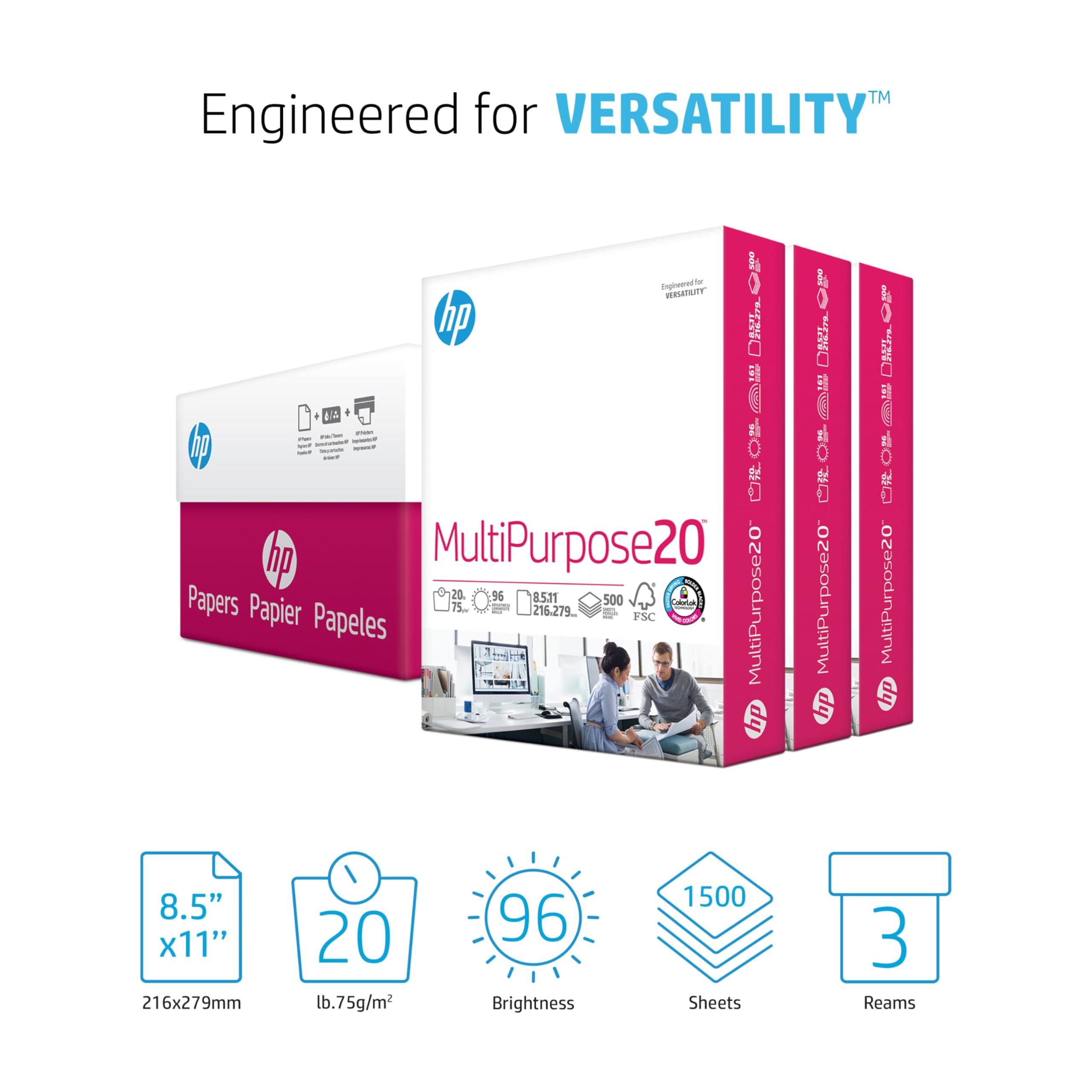 HP Printer Paper | 8.5 x 11 Paper | MultiPurpose 20 lb | 3 Ream Case - 1500 Sheets | 96 Bright | Made in USA - FSC Certified | 112530C - Image 2
