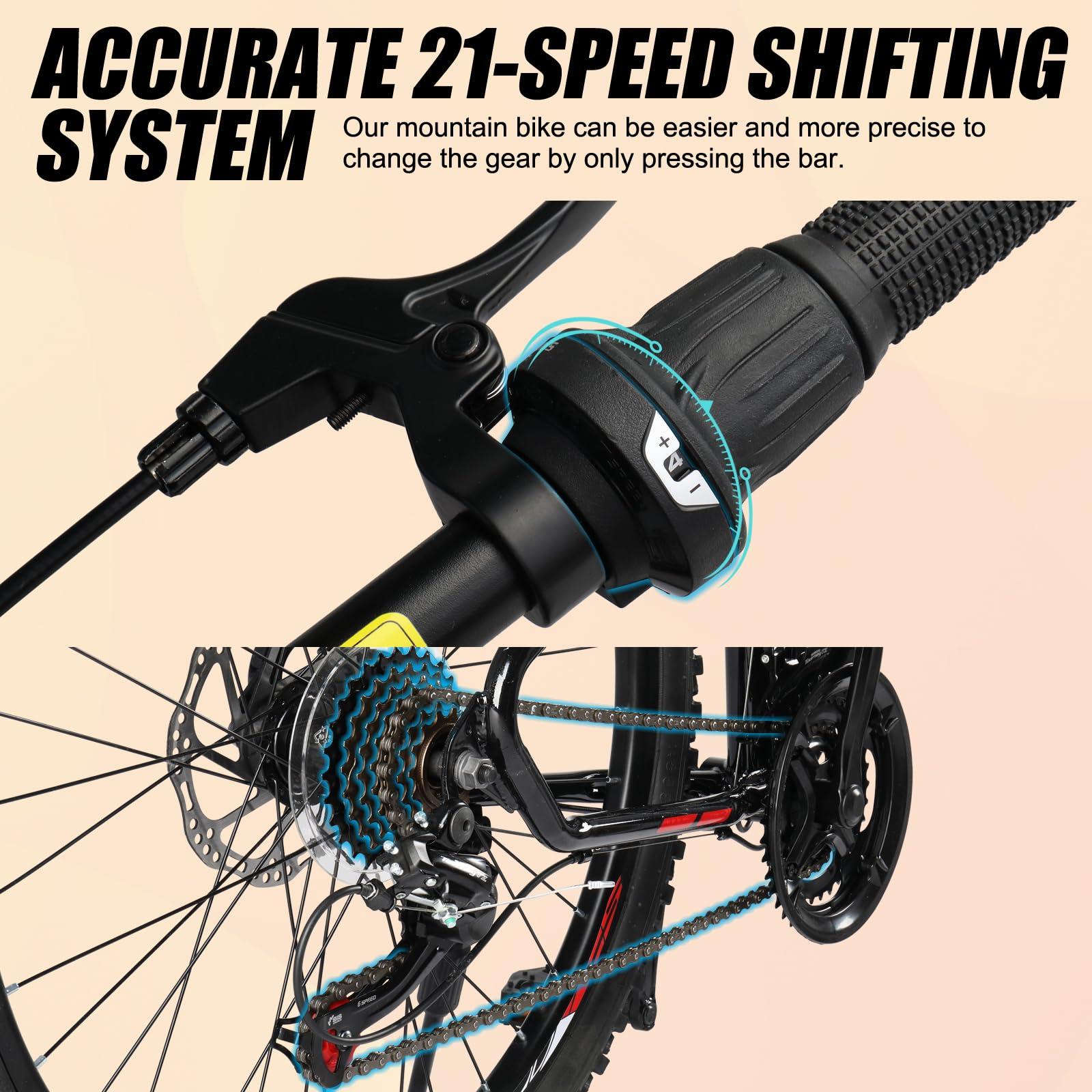 CamPingSurvivals 20/24/26 Inch Mountain Bike for Men/Women, Adult Bicycle with Professional 7 or 21 Speed Shifting, Double Shock Effect, Comfort Saddle and Pretty Look - Image 4