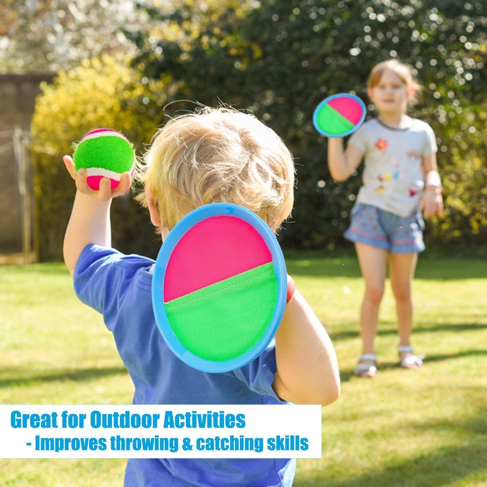 Ayeboovi Toss and Catch Ball Set Beach Toys Pool Toys Outdoor Games Outdoor Toys Yard Games Easter Toys Gifts for Kids Ball and Catch Game with 4 Paddles and 4 Balls [Upgraded Version] - Image 4