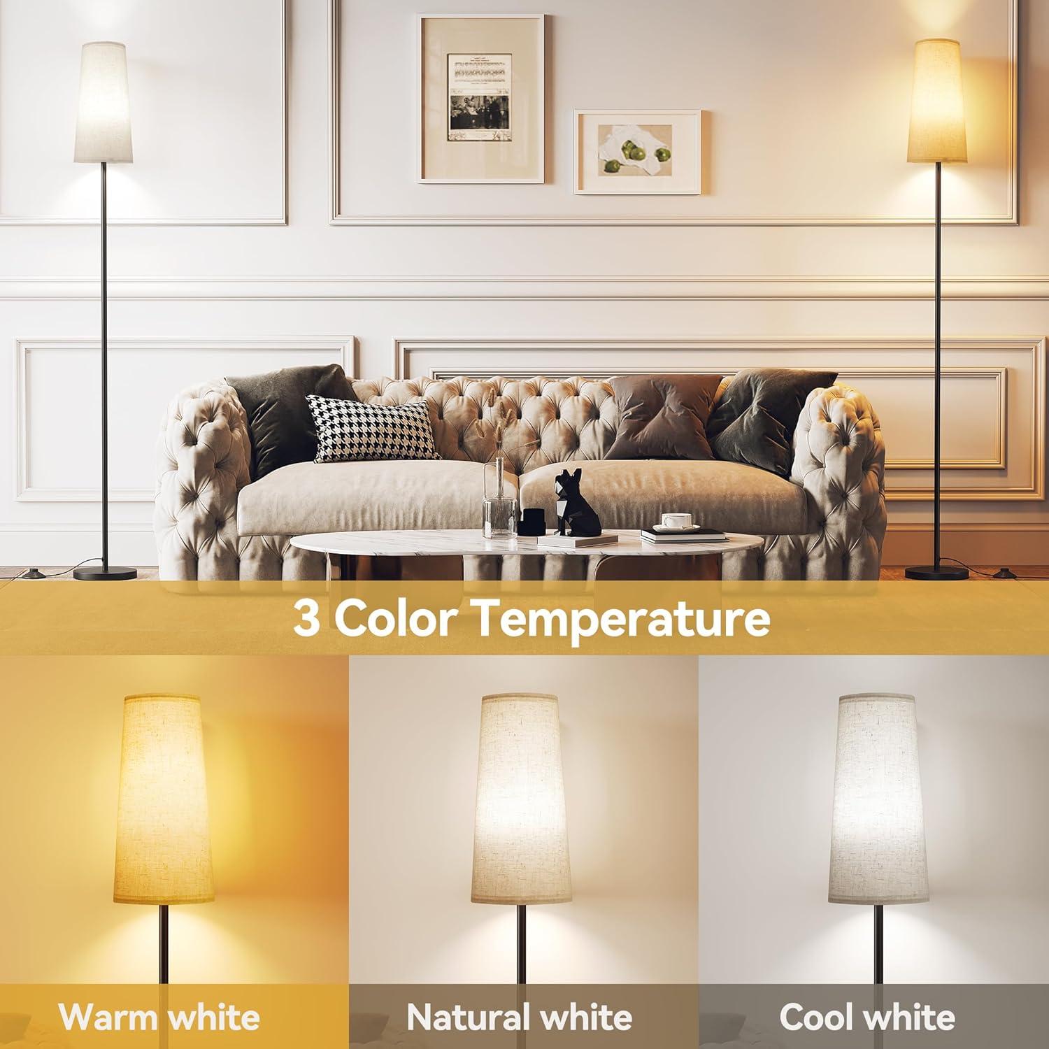 SUNMORY Floor Lamps for Living Room/Bedroom/Office, Standing Lamp with LED Bulb, 3 Color Temperature Tall Lamp, Suitable for Modern/Boho/Farmhouse and Other Home Decor Styles, Black Floor Lamp - Image 3