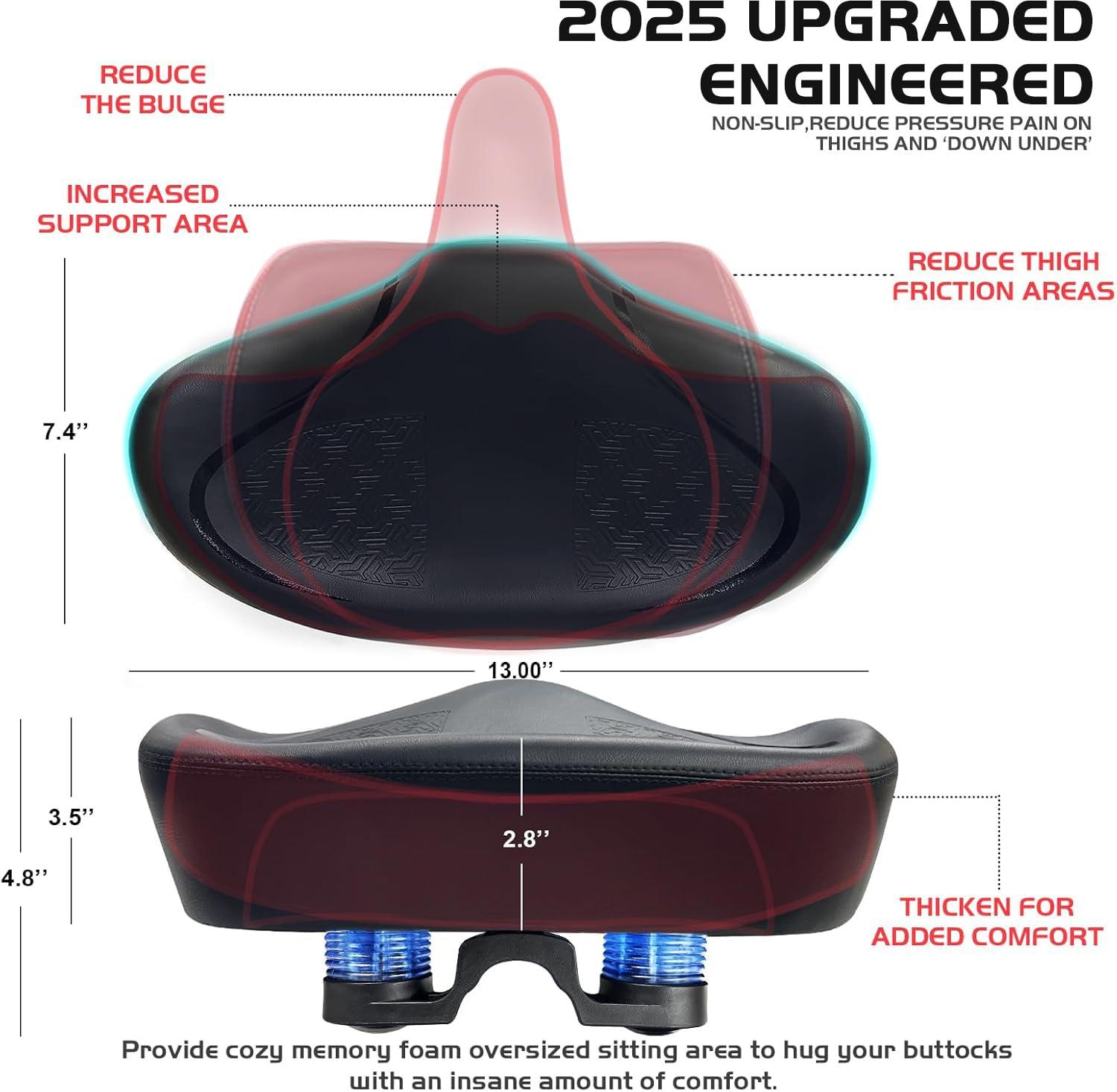 2024 New Noseless Bike Seat Cushion for Men & Women - Extra Padding & Comfort Wide Bicycle Seat, Oversized Comfortable Saddle for Peloton Bikes, Exercise Bikes, Electric Bikes, Cruiser Bikes - Image 4