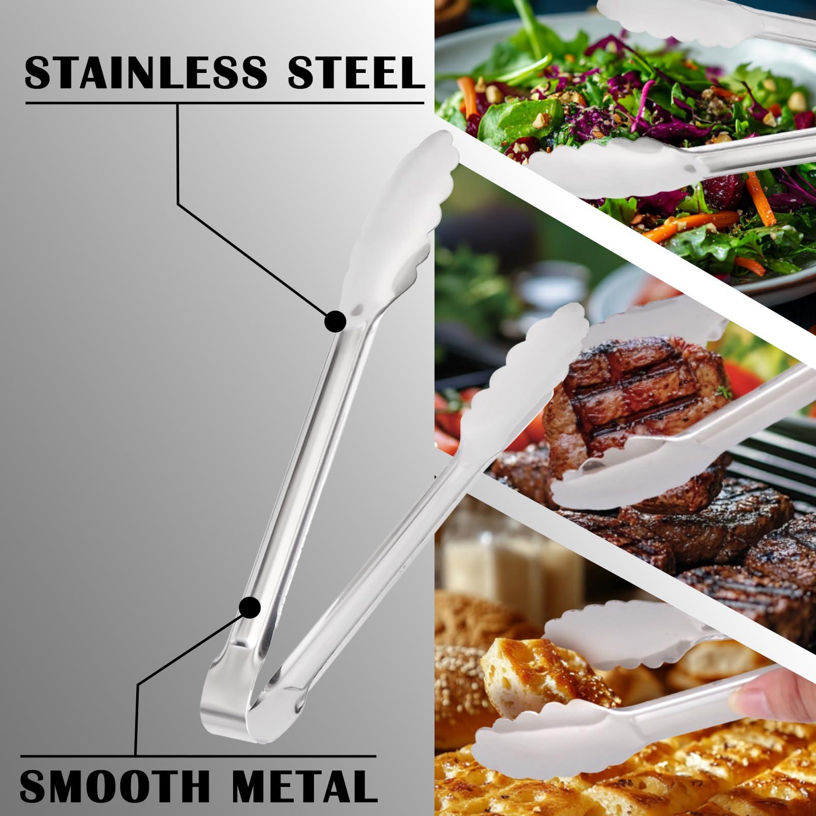 4 Pack Silver Serving Tongs,Metal Serving tongs,for buffet,party,9 Inch,Silver Utensills,(tongs for serving food) - Image 7