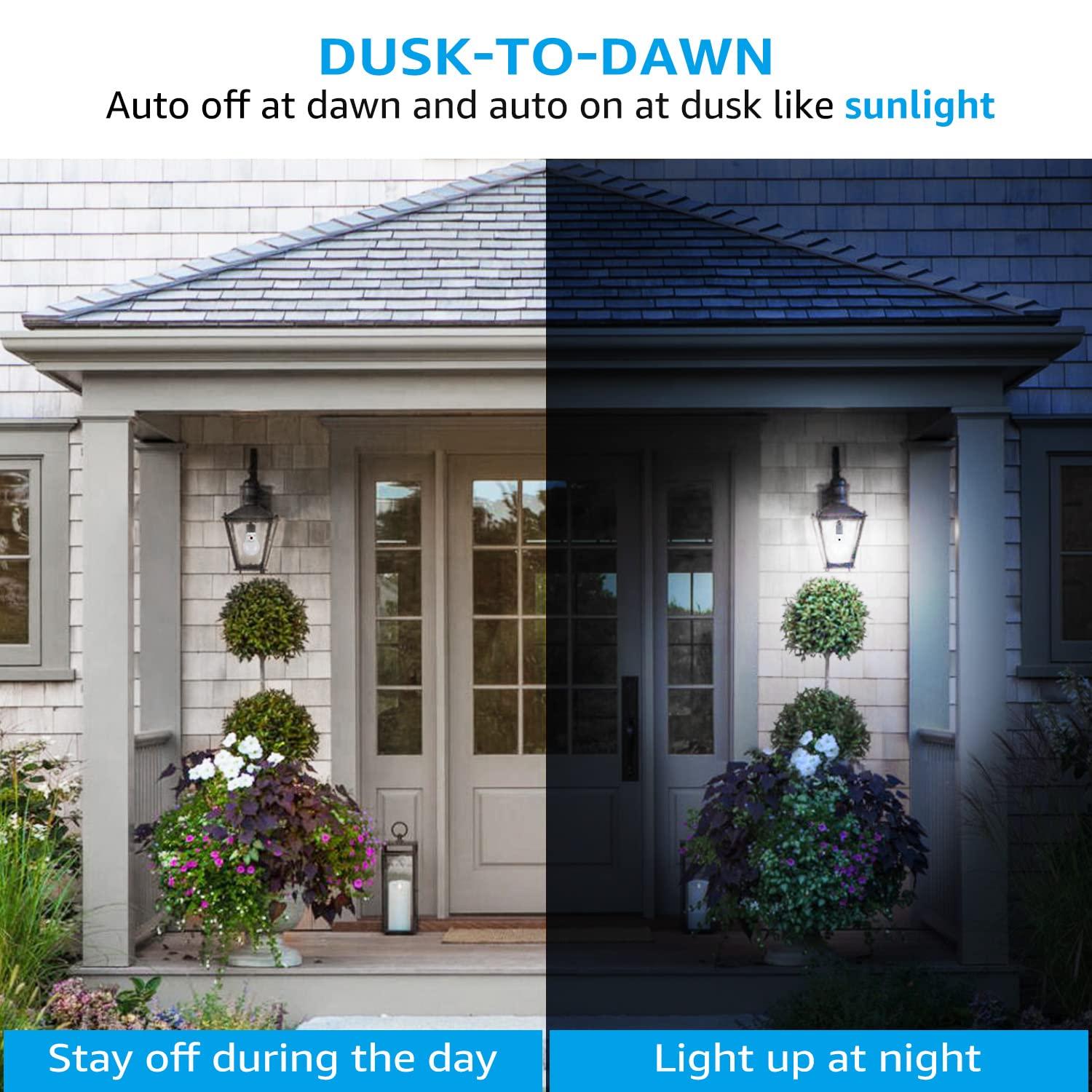TORCHSTAR Dusk to Dawn Light Bulbs Outdoor, Sensor A19 LED Light Bulb, Auto on/Off Photocell Automatic for Outdoor Lighting, 5000K, Pack of 4 - Image 2