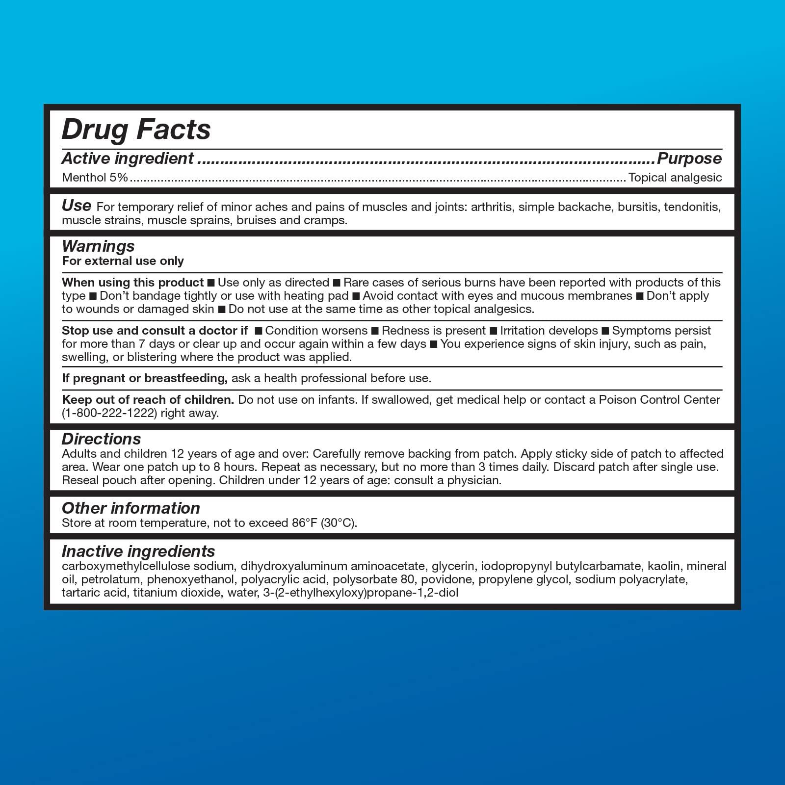 Amazon Basic Care Medicated Cold Hot 5% Menthol Patch, 7.87” x 3.93”, 15-Count Box (Previously HealthWise) - Image 2