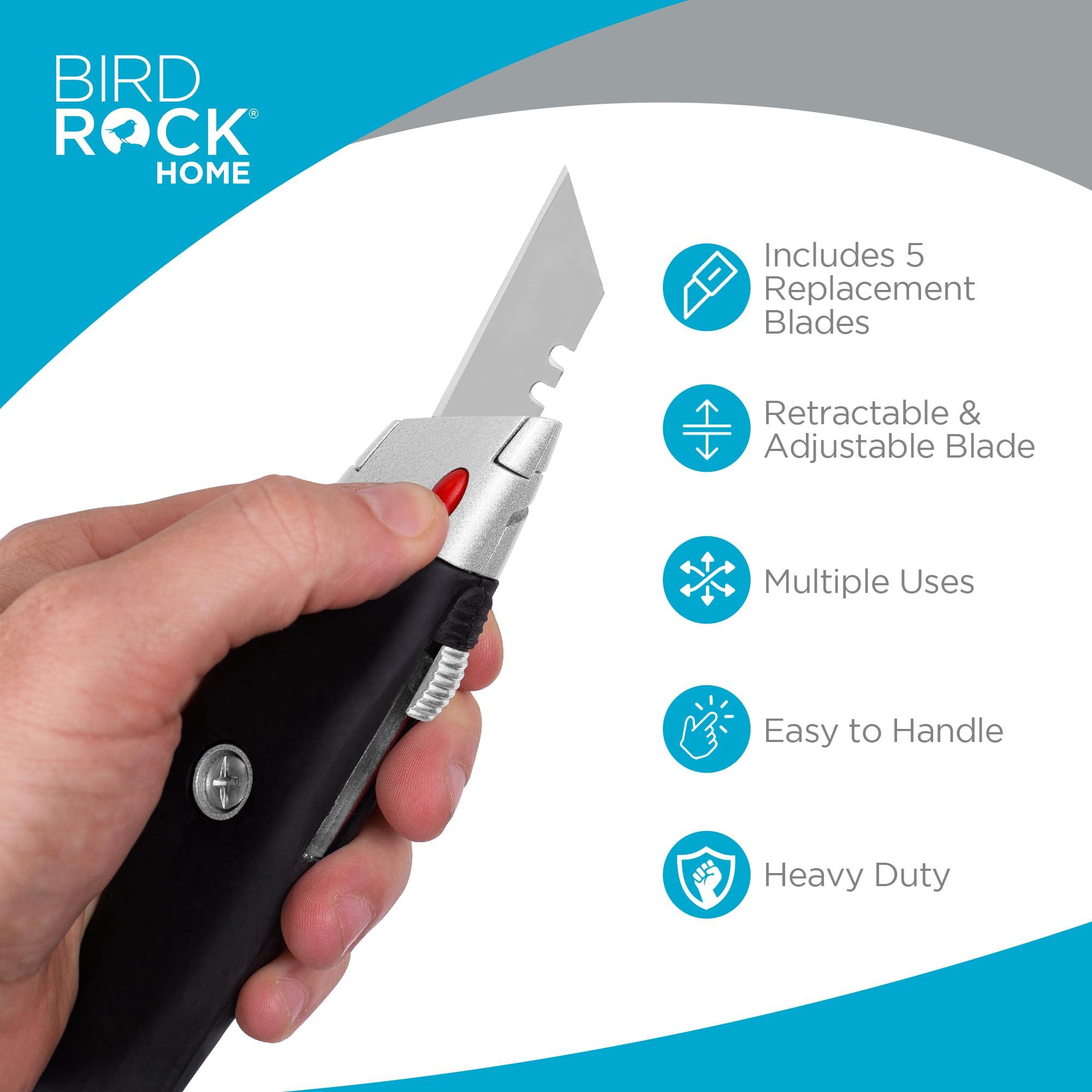 INTERNET'S BEST Premium Utility Knife Set | Retractable Box Cutter with Rubber Handle | Heavy-Duty Cutting for Cardboard, Carpet, Plastic | Retractable Blade | Includes 2 Razor Knives & Extra Blades - Image 2